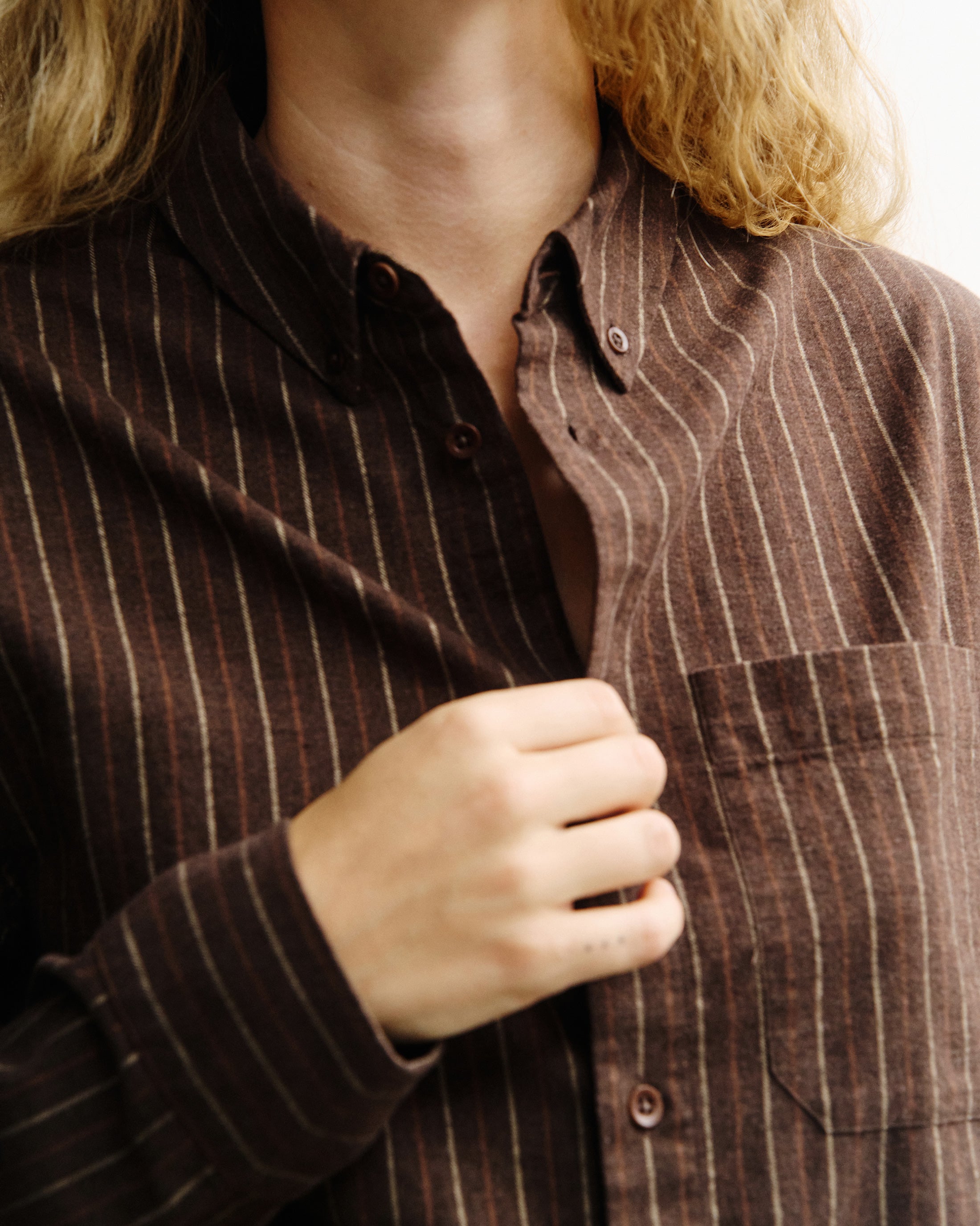 Button-Down Shirt Organic Cotton - Brown Striped