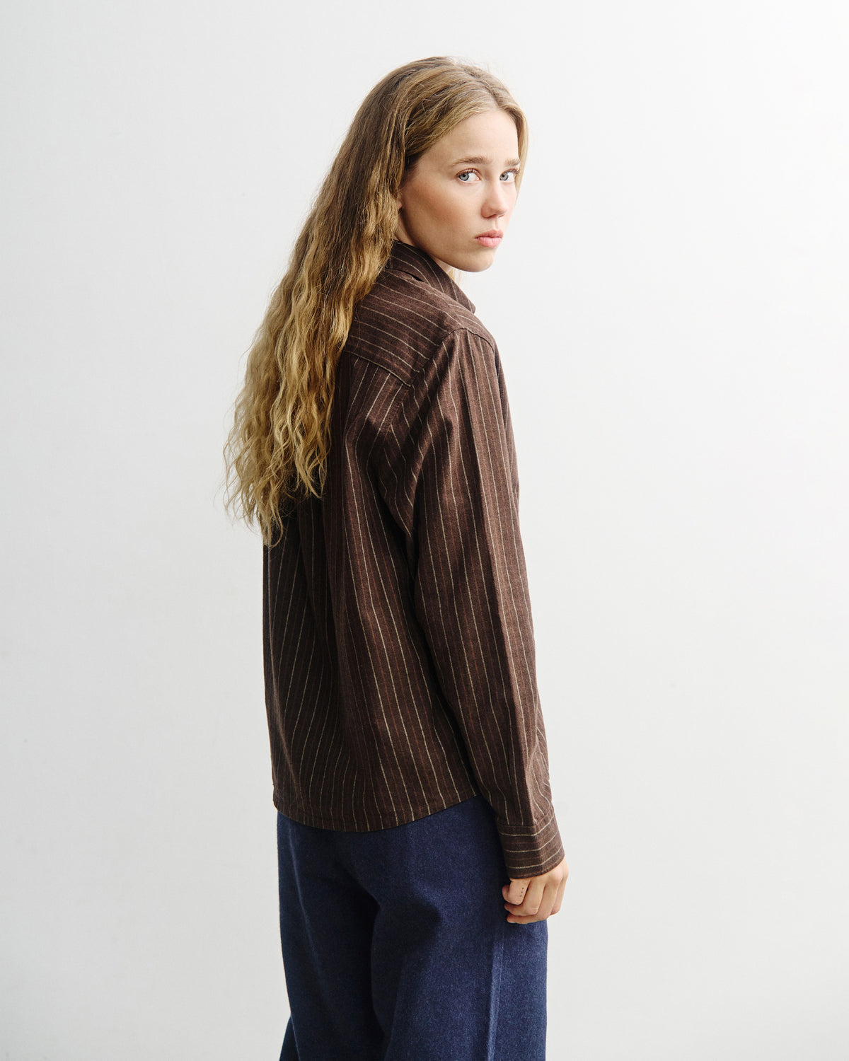 Button-Down Shirt Organic Cotton - Brown Striped
