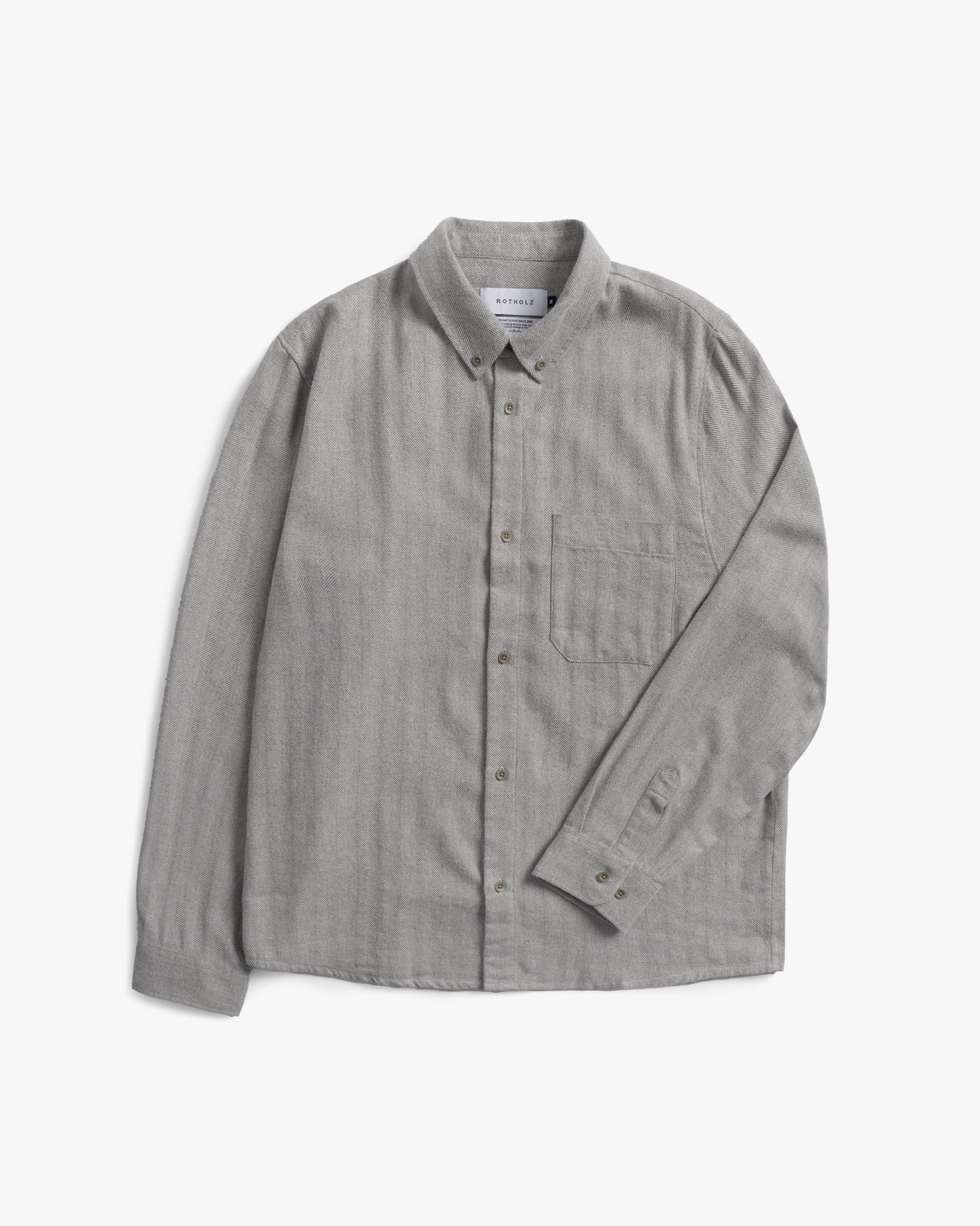 Button-Down Shirt - Herringbone Gray FW26