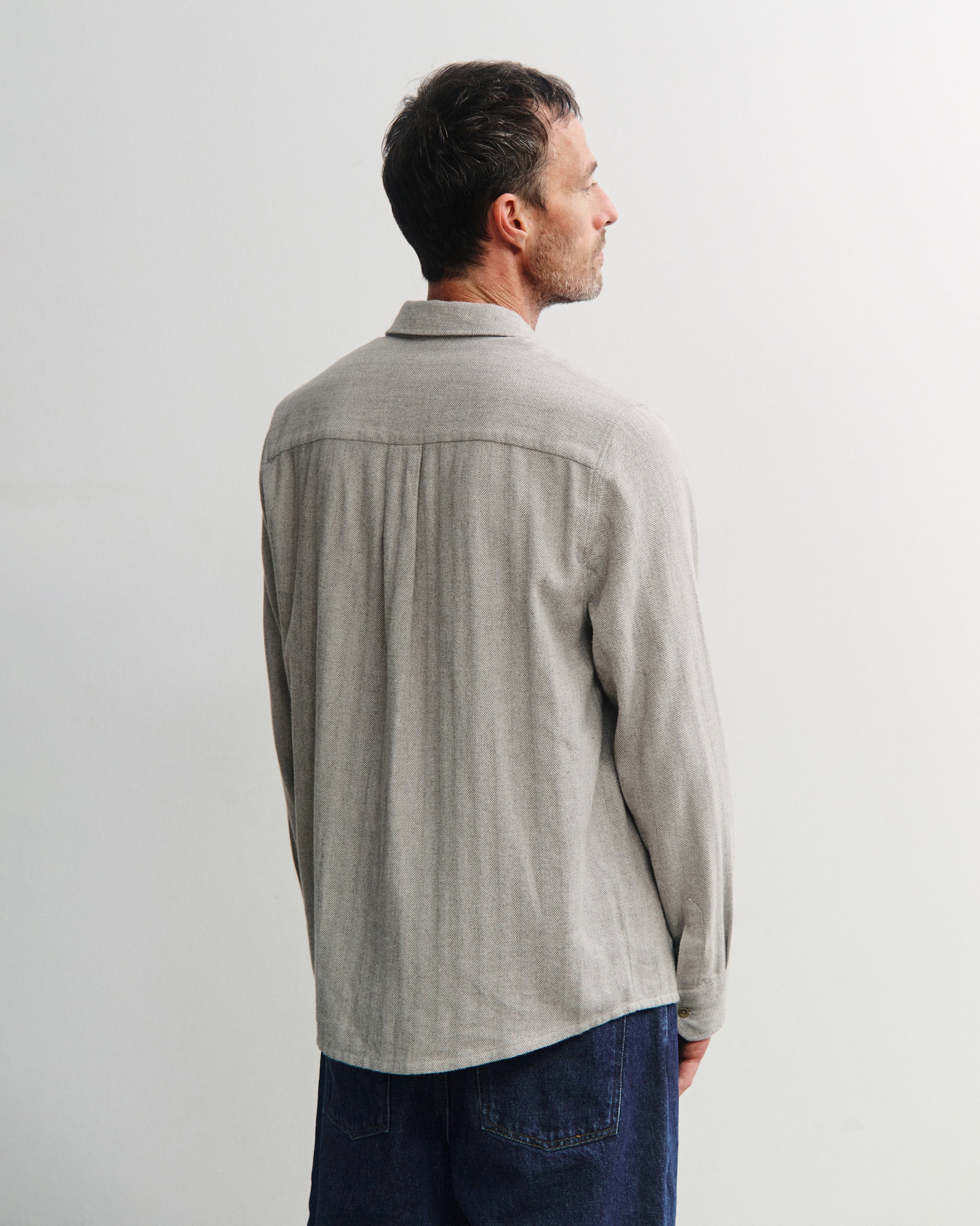 Button-Down Shirt - Herringbone Gray FW26