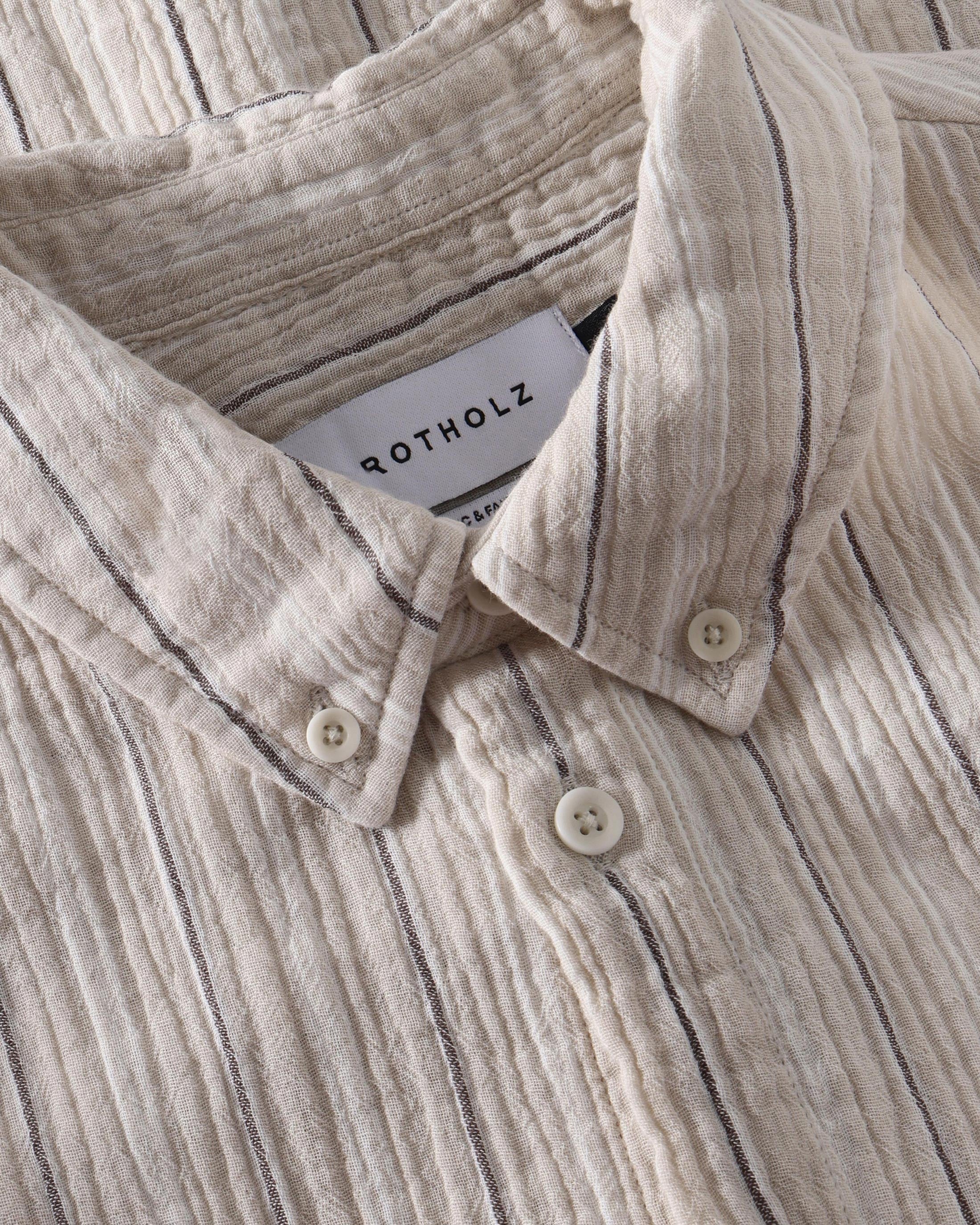 Muslin Shirt Organic Cotton - Beige Striped