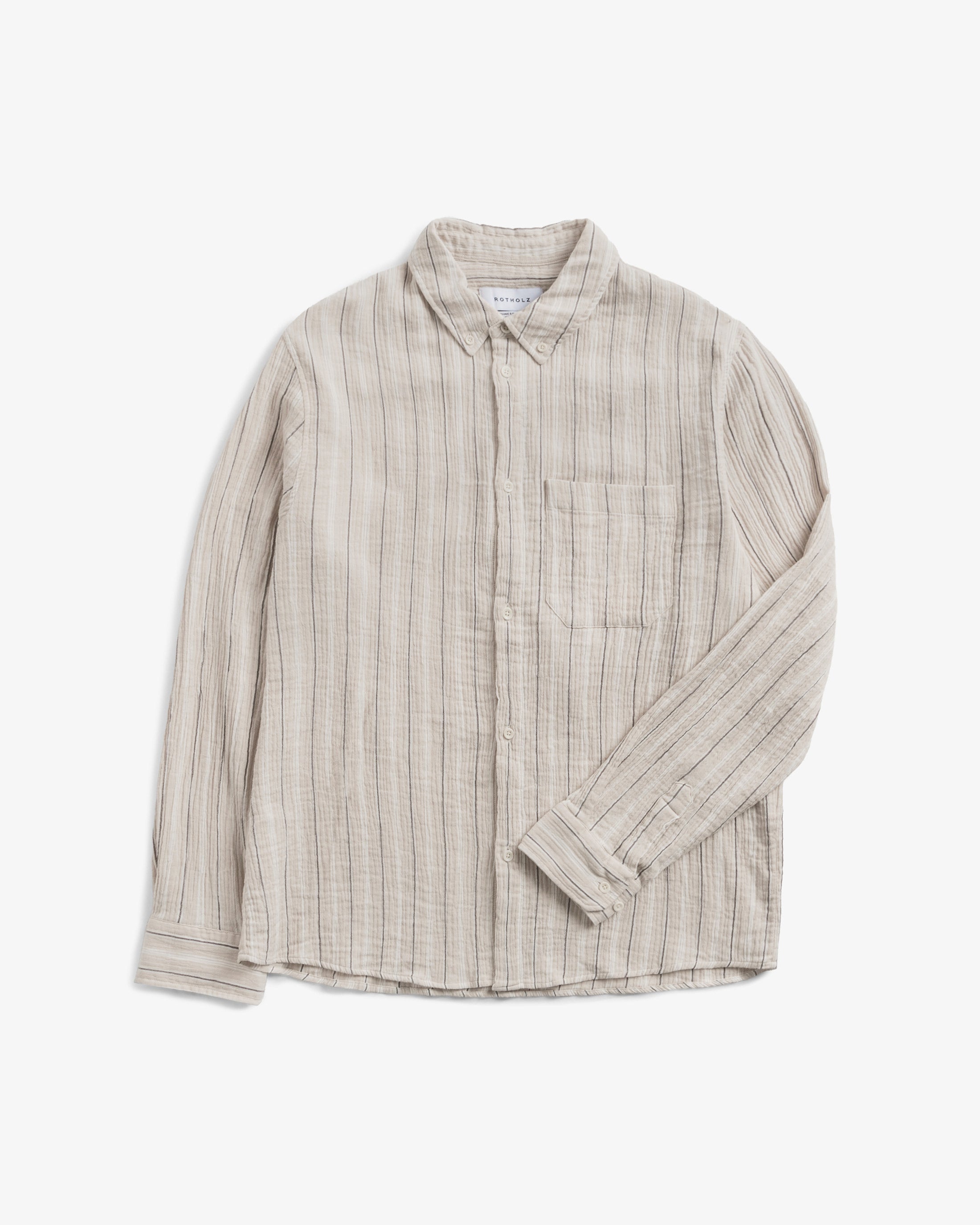 Muslin Shirt Organic Cotton - Beige Striped