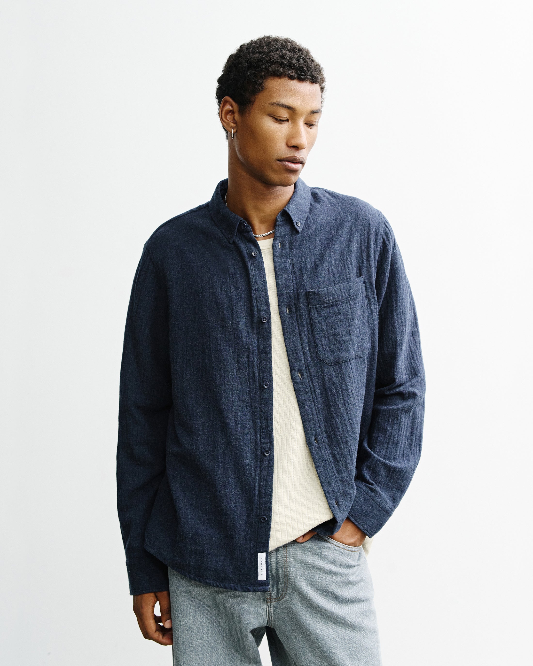 Organic Cotton Button-Down Shirt - Blue