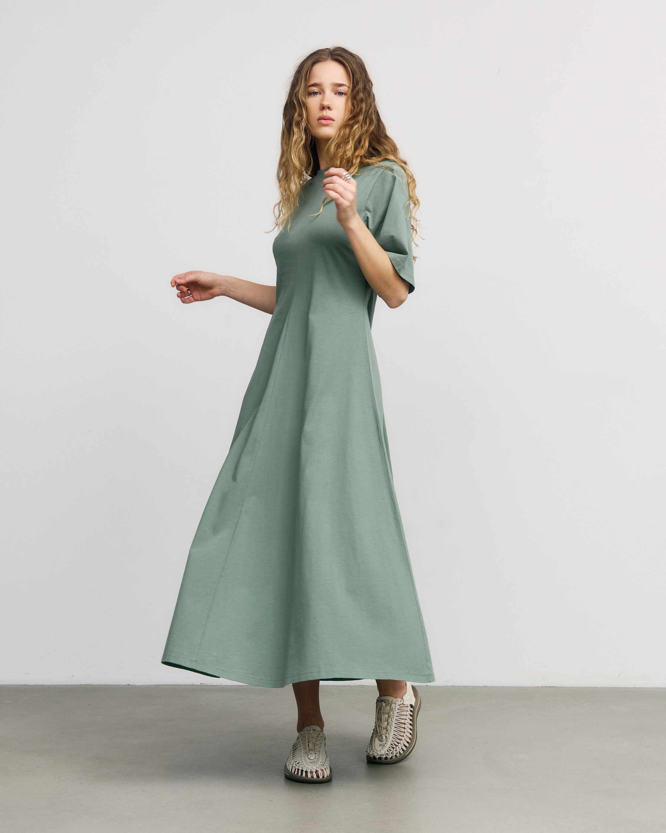 Maxi Kleid Bio Baumwolle - Grün