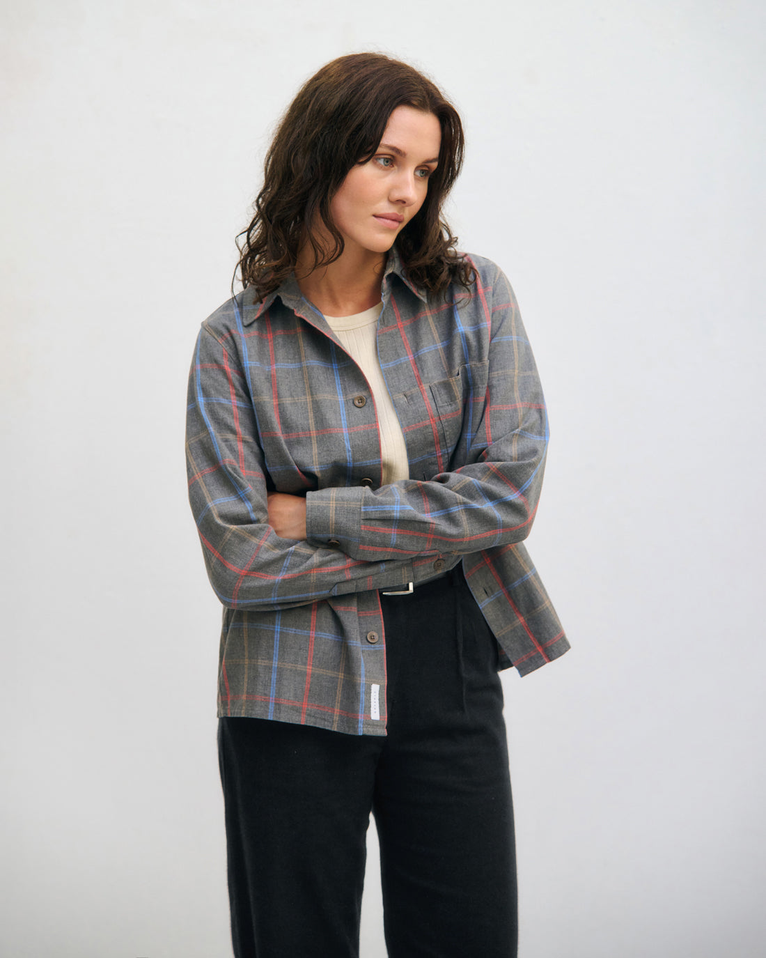 Checkered shirt organic cotton - Grey