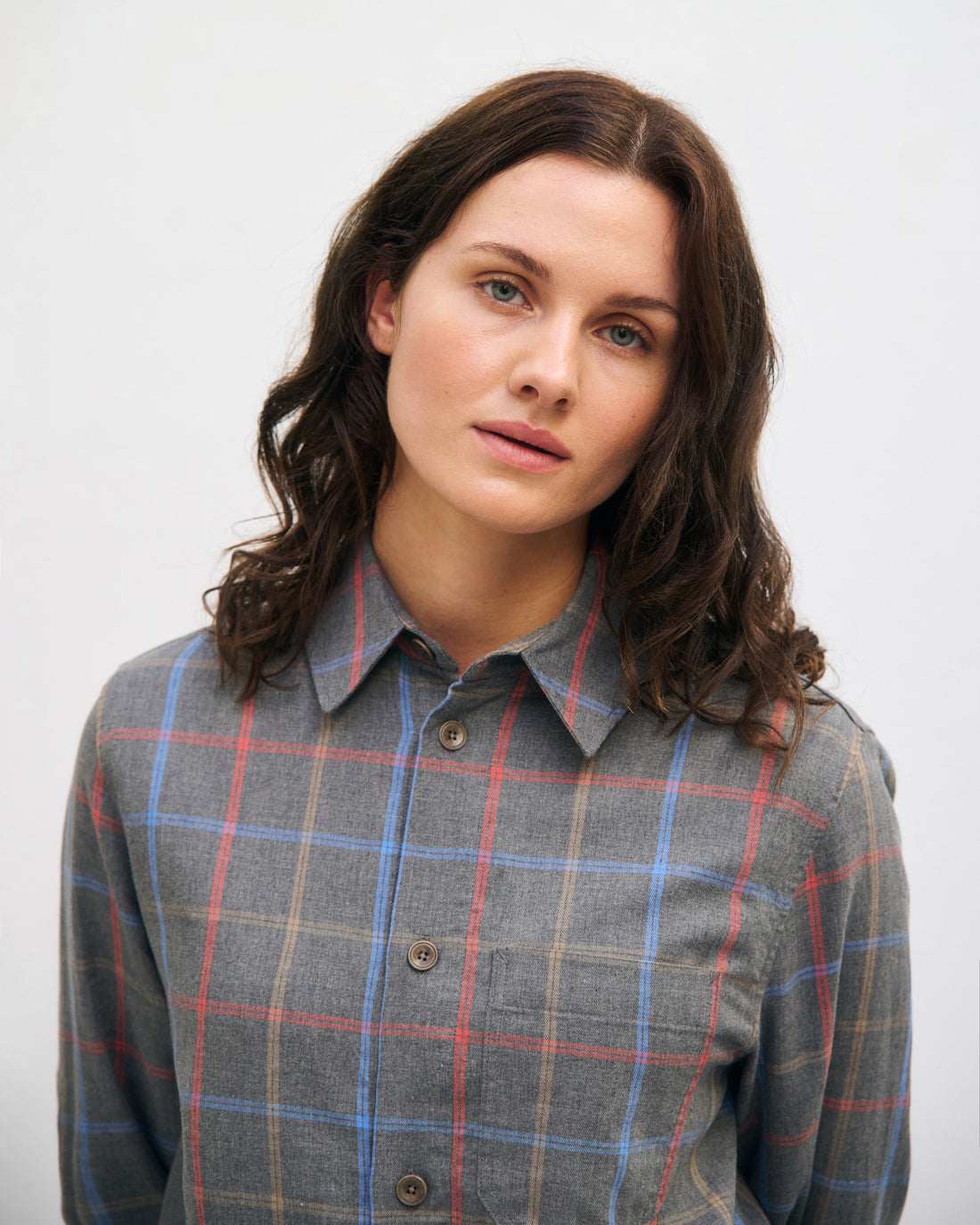 Checkered shirt organic cotton - Grey