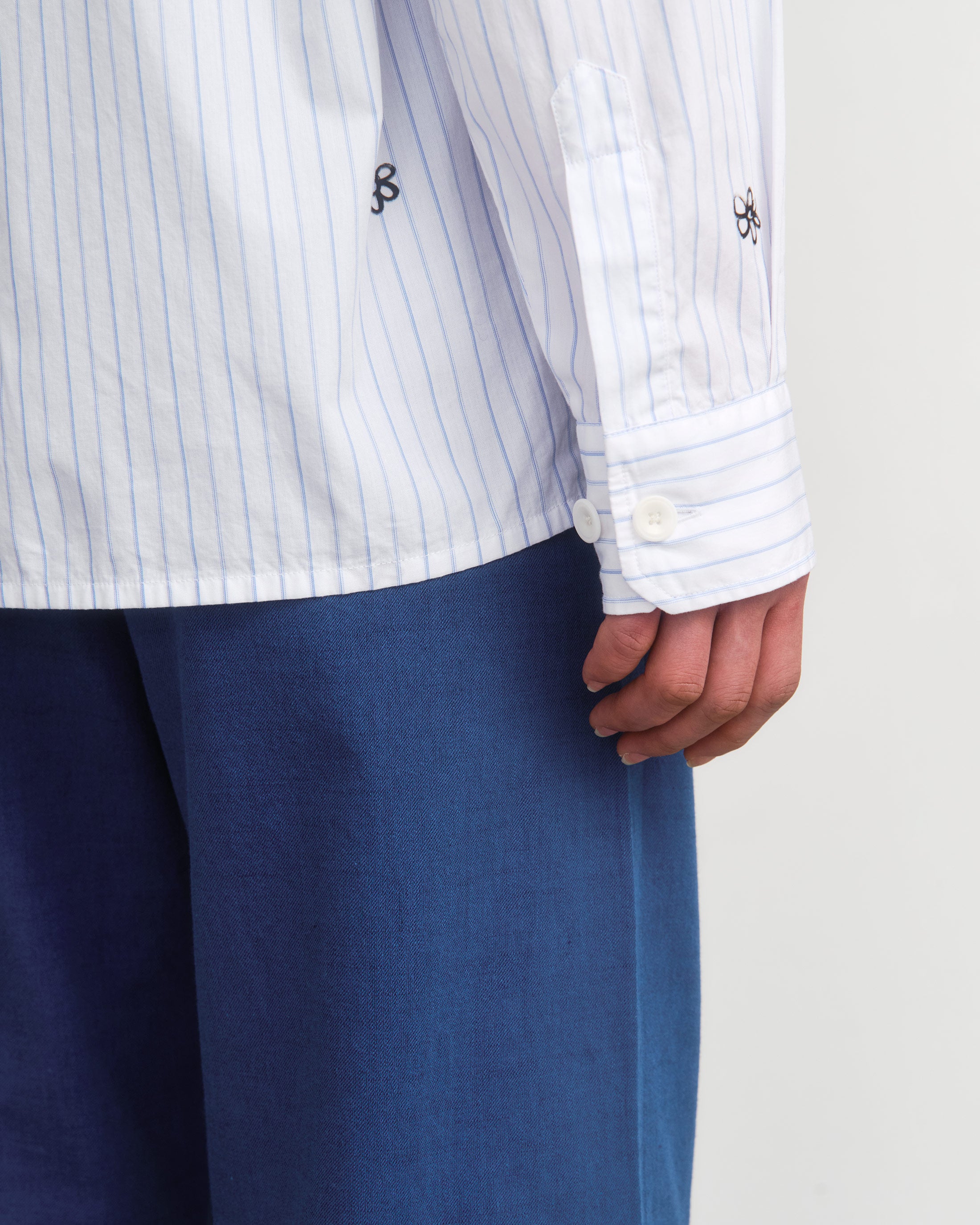 Flower Print Hemd Bio Baumwolle - Gestreift