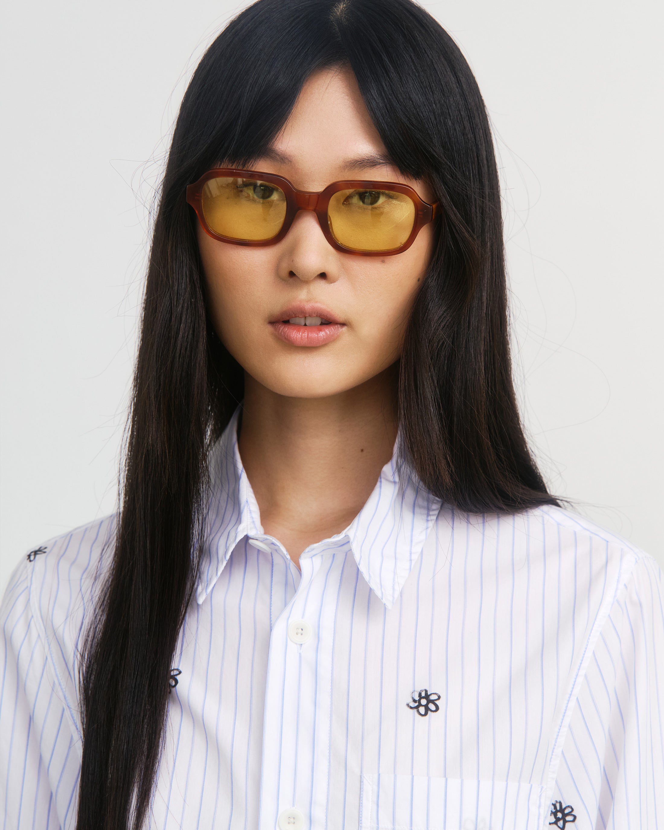 Flower Print Hemd Bio Baumwolle - Gestreift