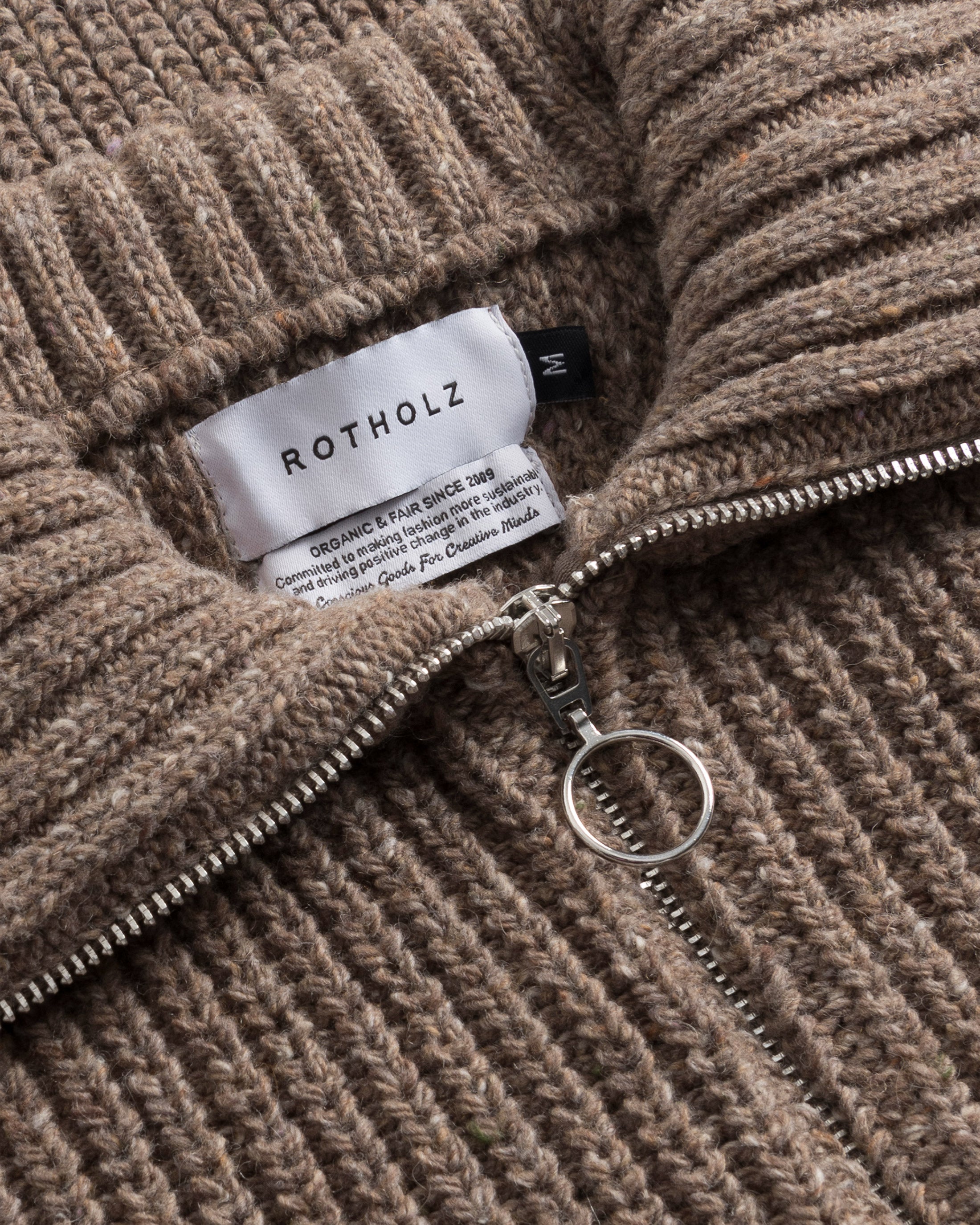 Chunky Knit Troyer - Speckled Brown FW26