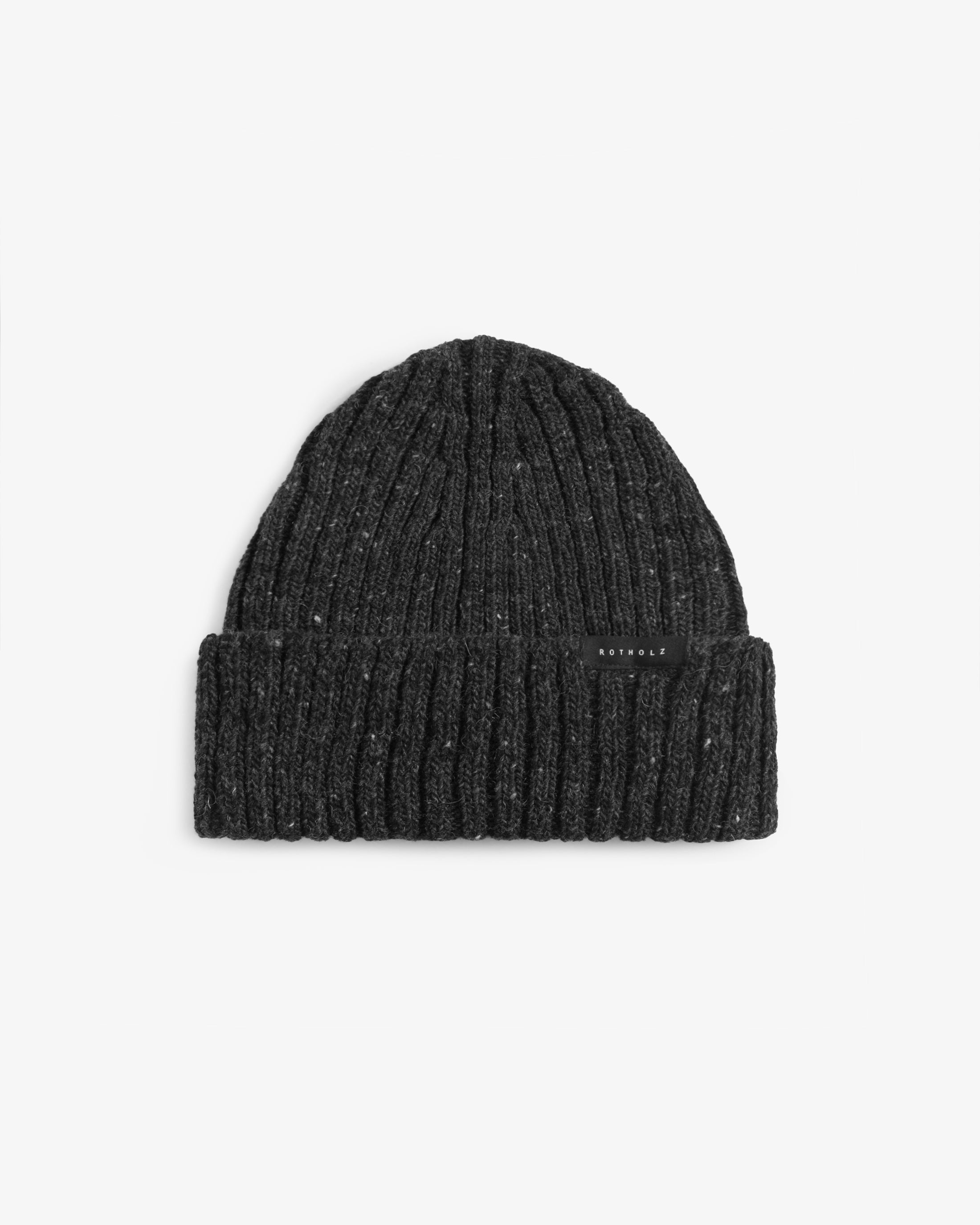 Classic Ribbed Beanie Merino Wool - Speckled Black FW26