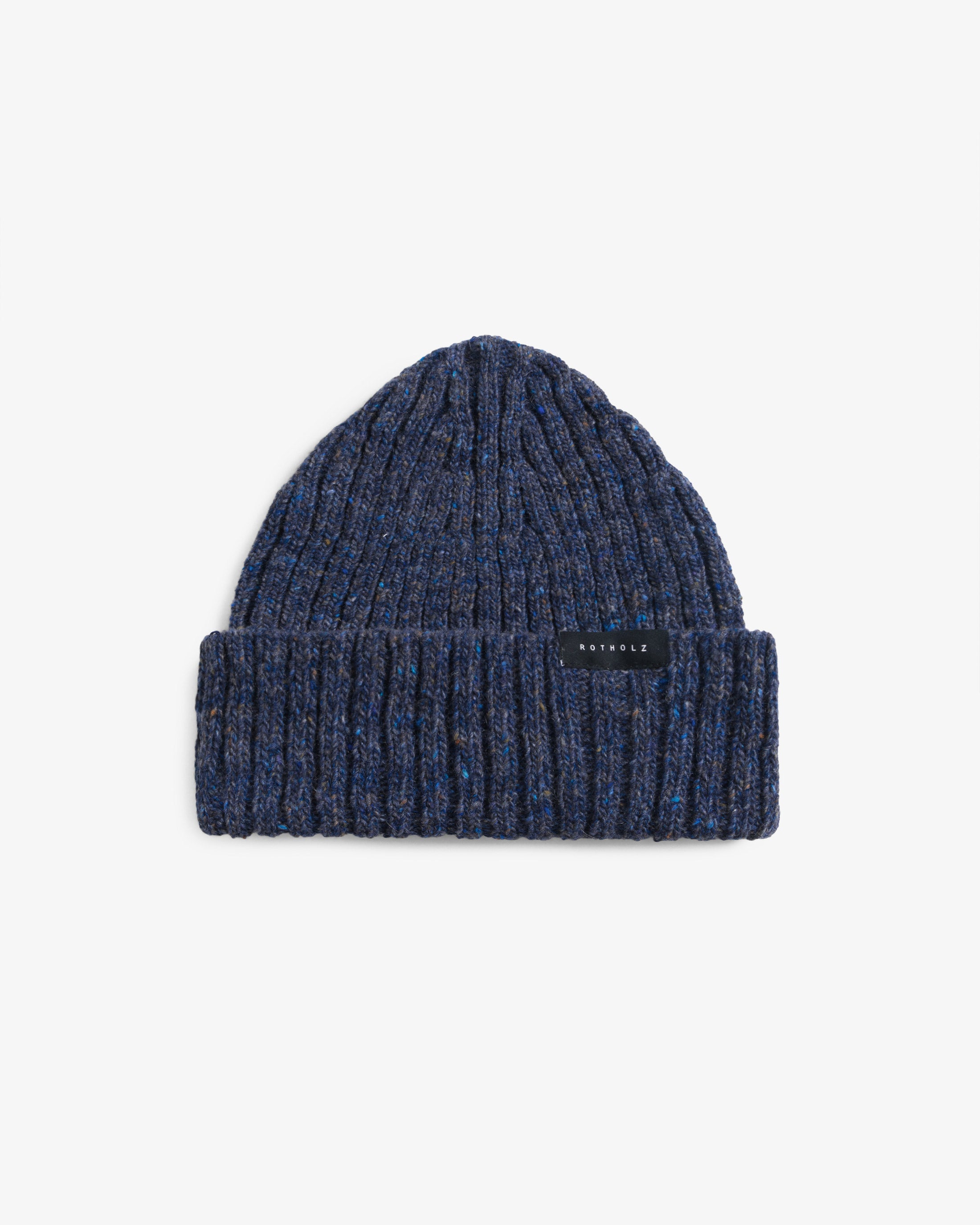 Classic Ribbed Beanie Merino Wool - Speckled Blue FW26