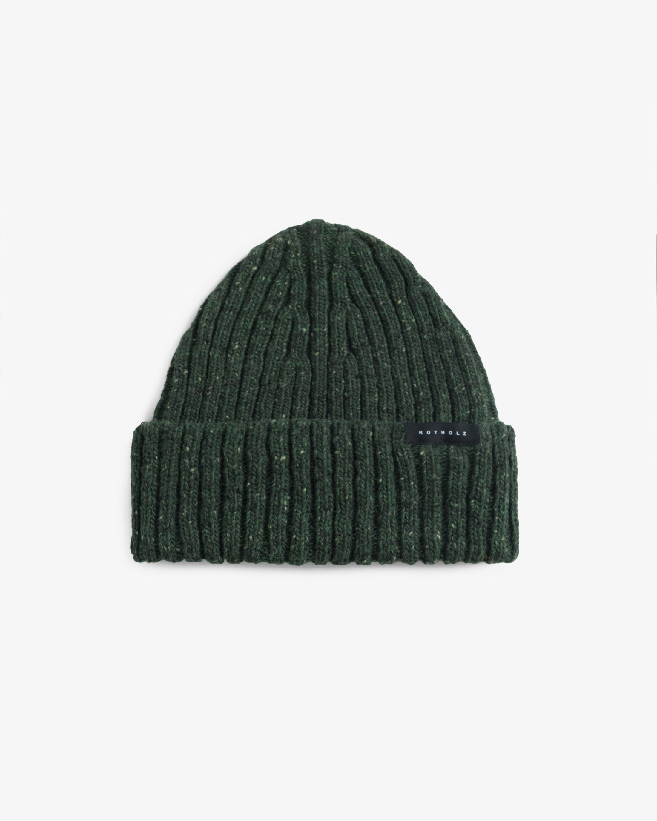 Classic Ribbed Beanie Merino Wool - Speckled Green FW26