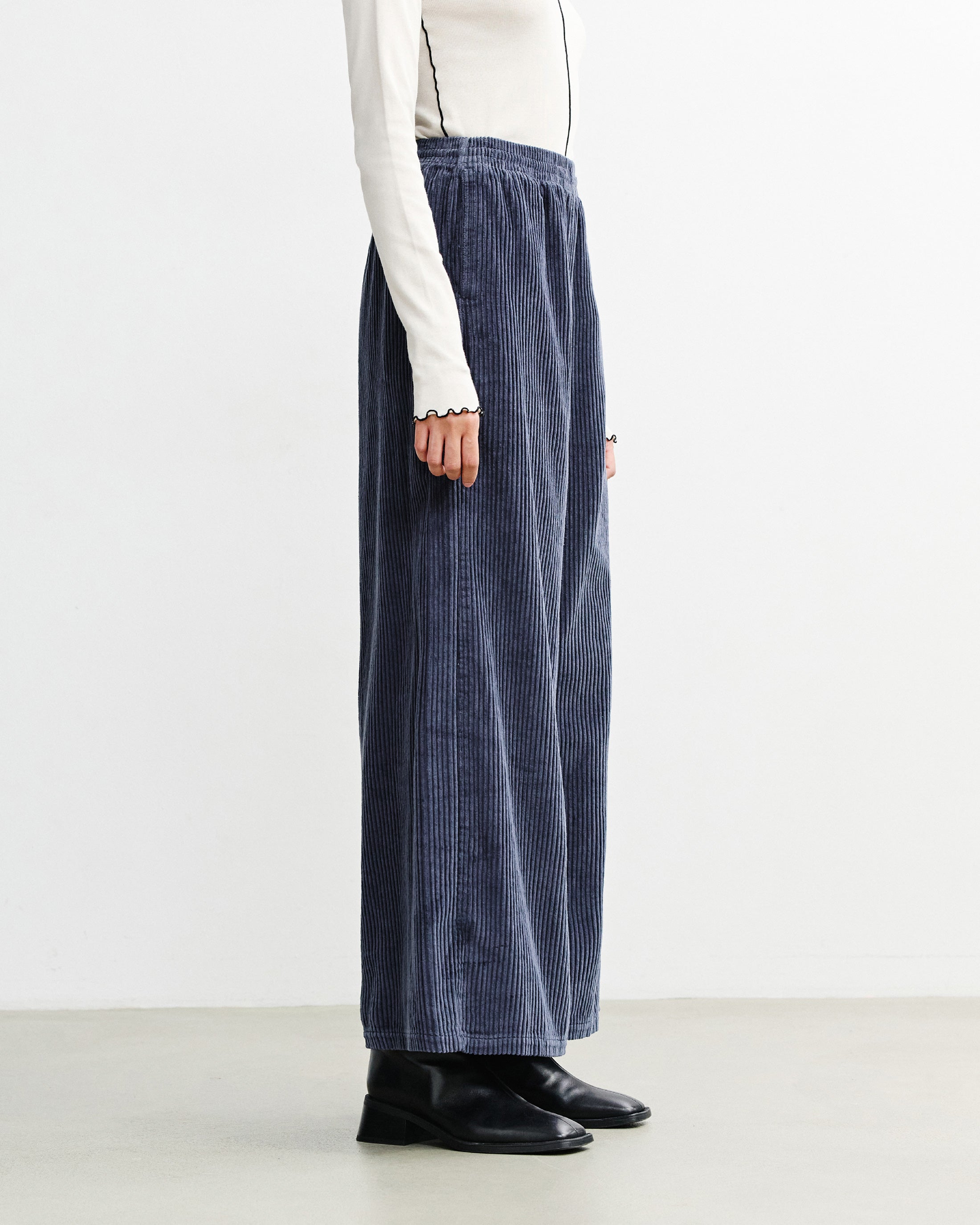 Cord Flared Trousers Organic Cotton - Blue