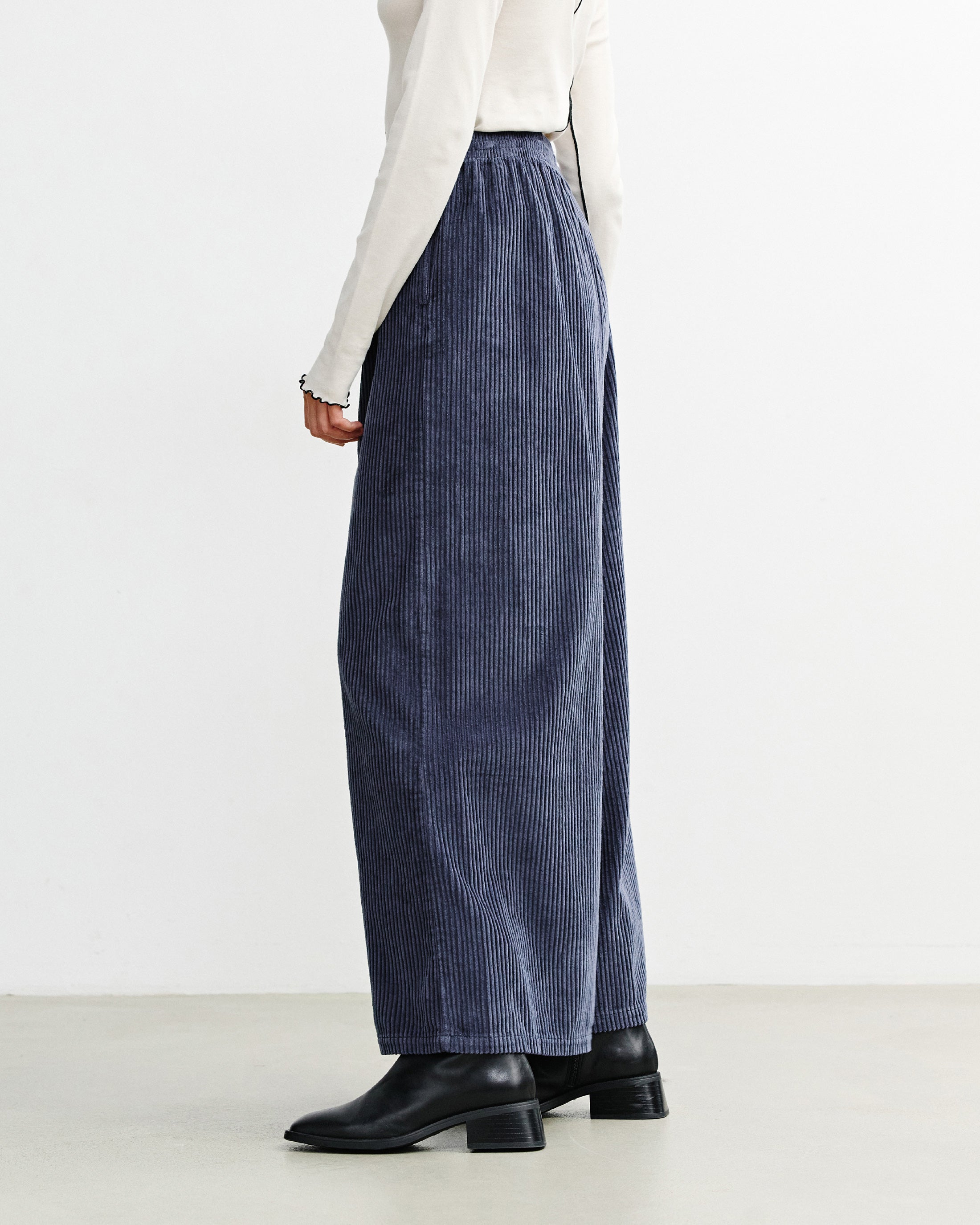 Cord Flared Trousers Organic Cotton - Blue