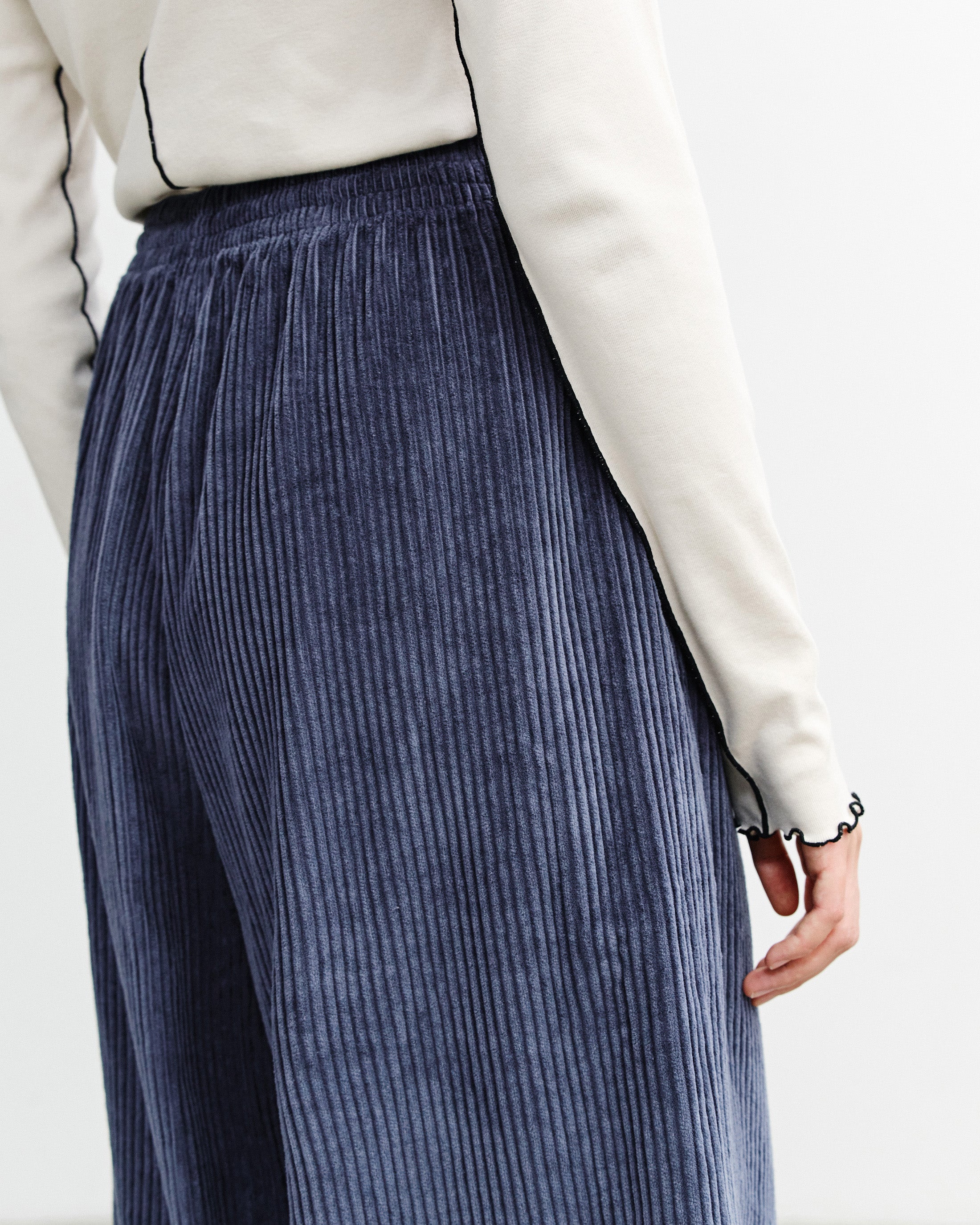Cord Flared Trousers Organic Cotton - Blue