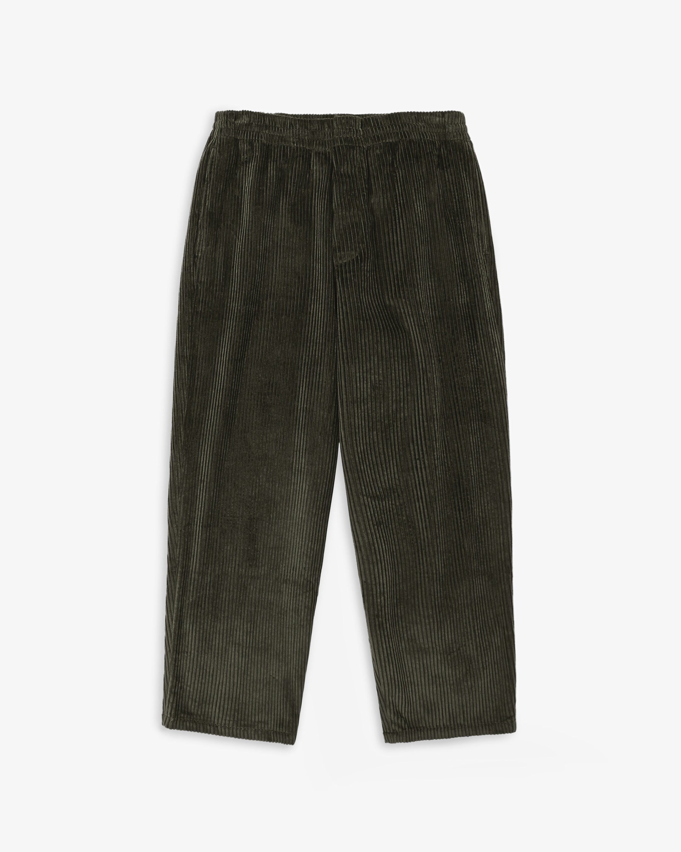 Wide-leg corduroy trousers, organic cotton - dark green