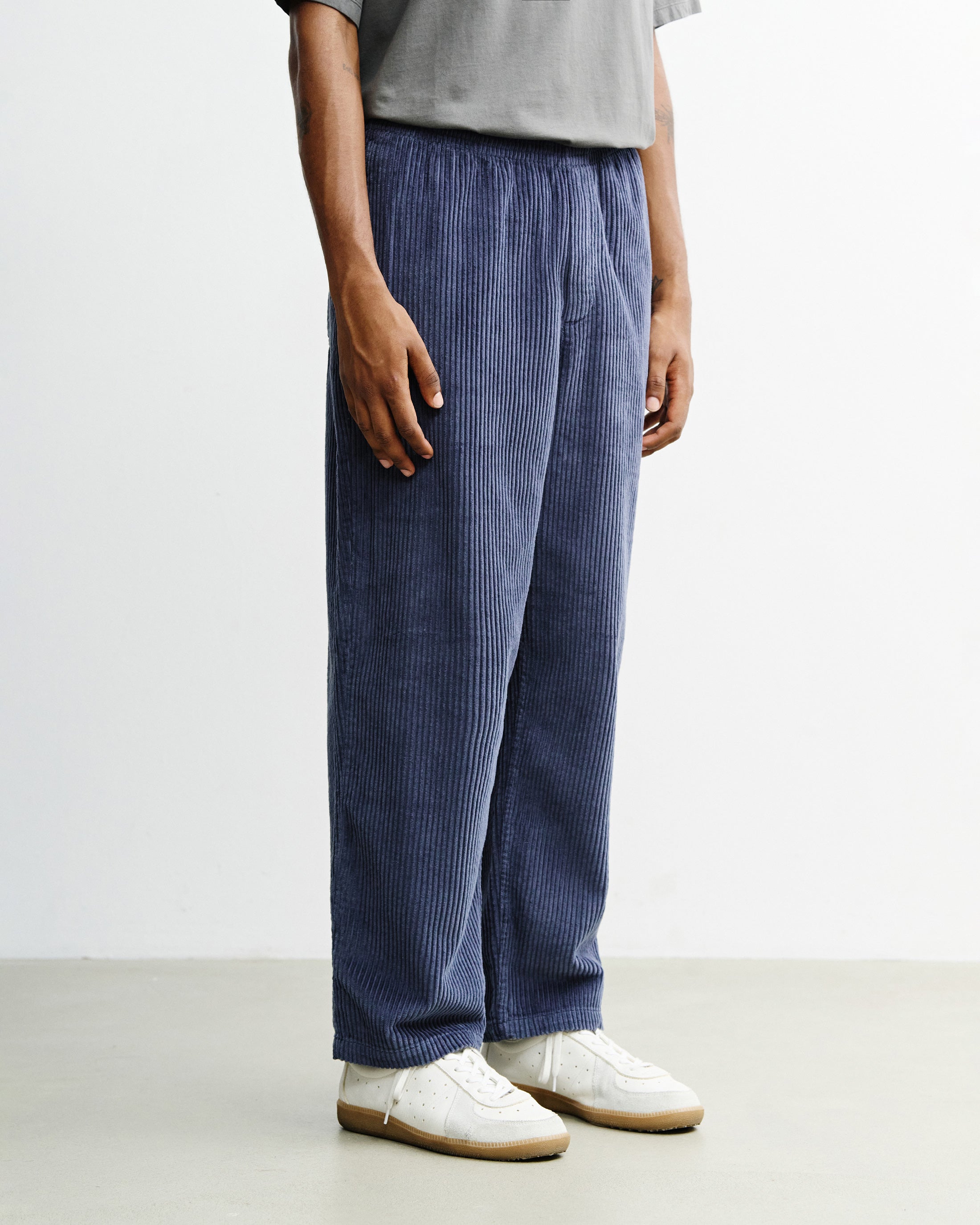 Wide Corduroy Trousers Organic Cotton - Blue