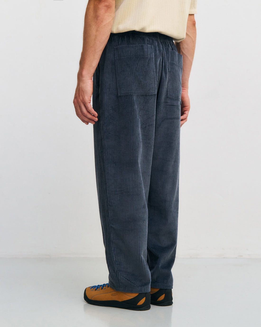 Wide-leg corduroy trousers, organic cotton - blue