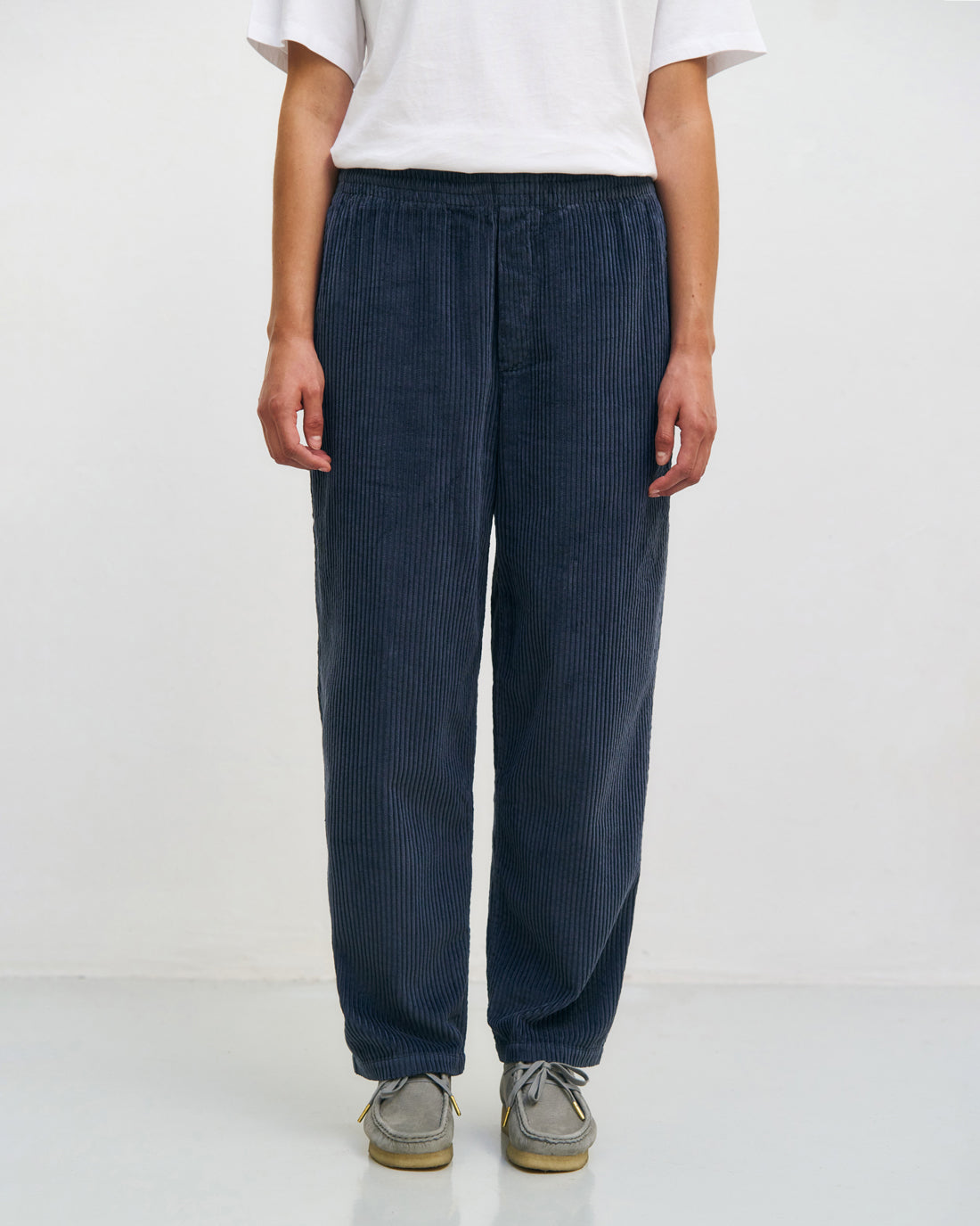 Wide-leg corduroy trousers, organic cotton - blue