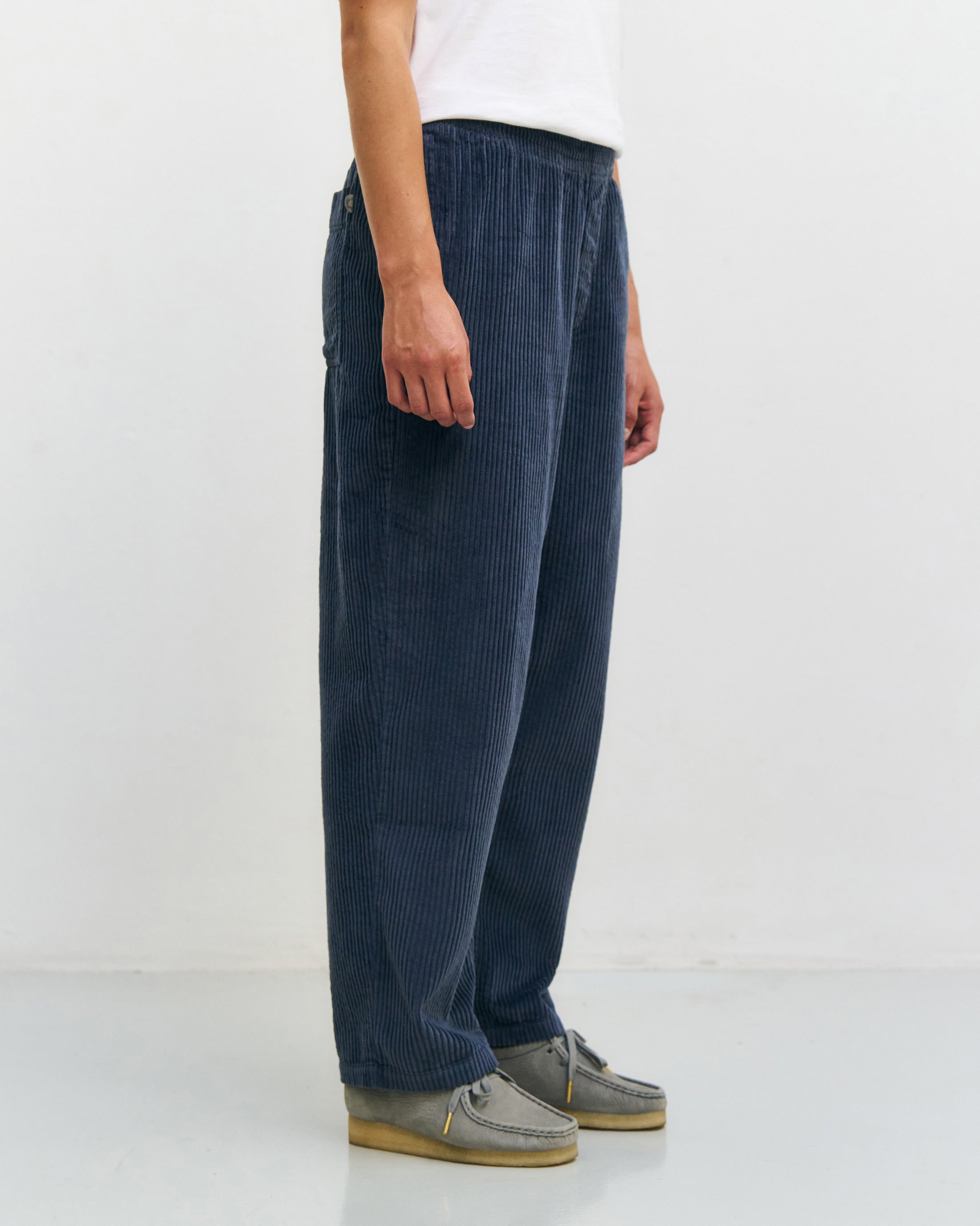 Wide-leg corduroy trousers, organic cotton - blue