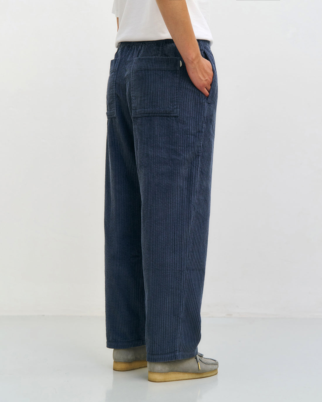 Wide-leg corduroy trousers, organic cotton - blue