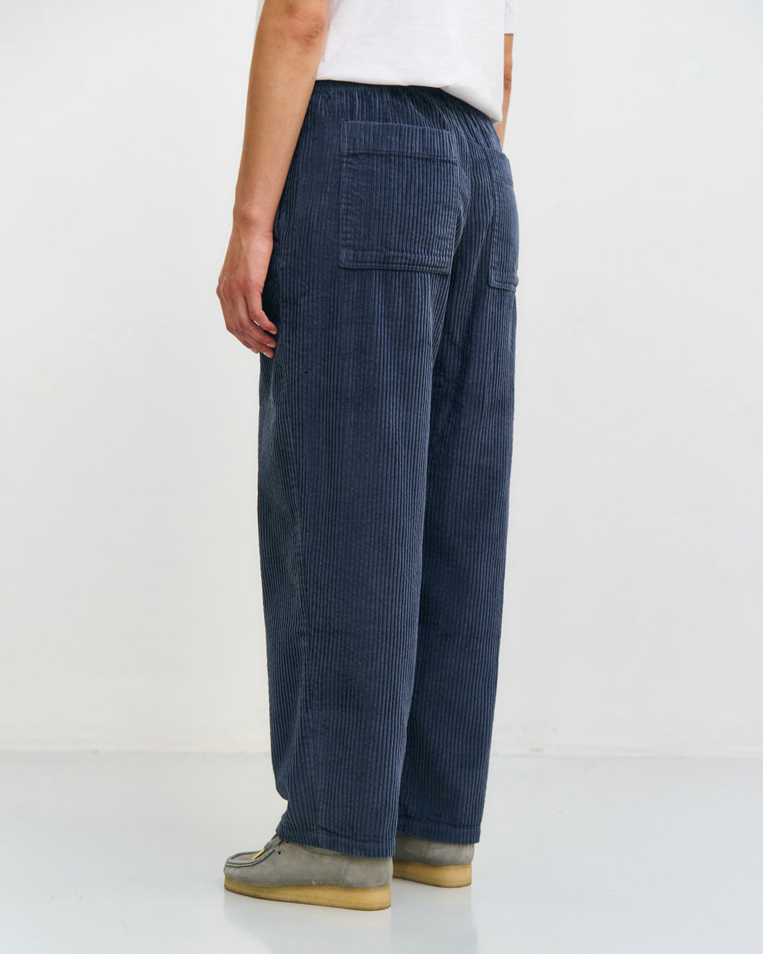 Wide-leg corduroy trousers, organic cotton - blue