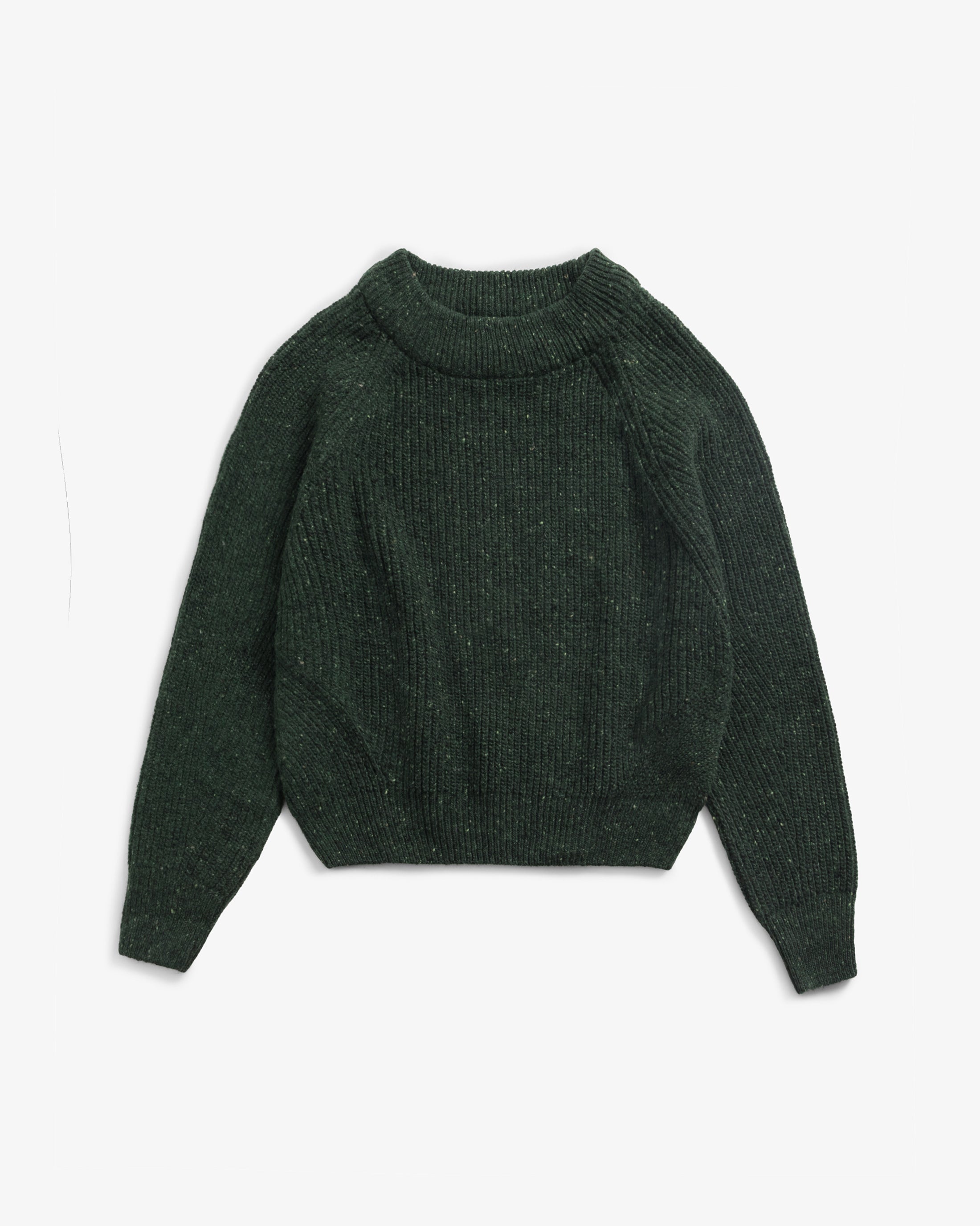 Cropped Knit Sweater - Speckled Green FW26