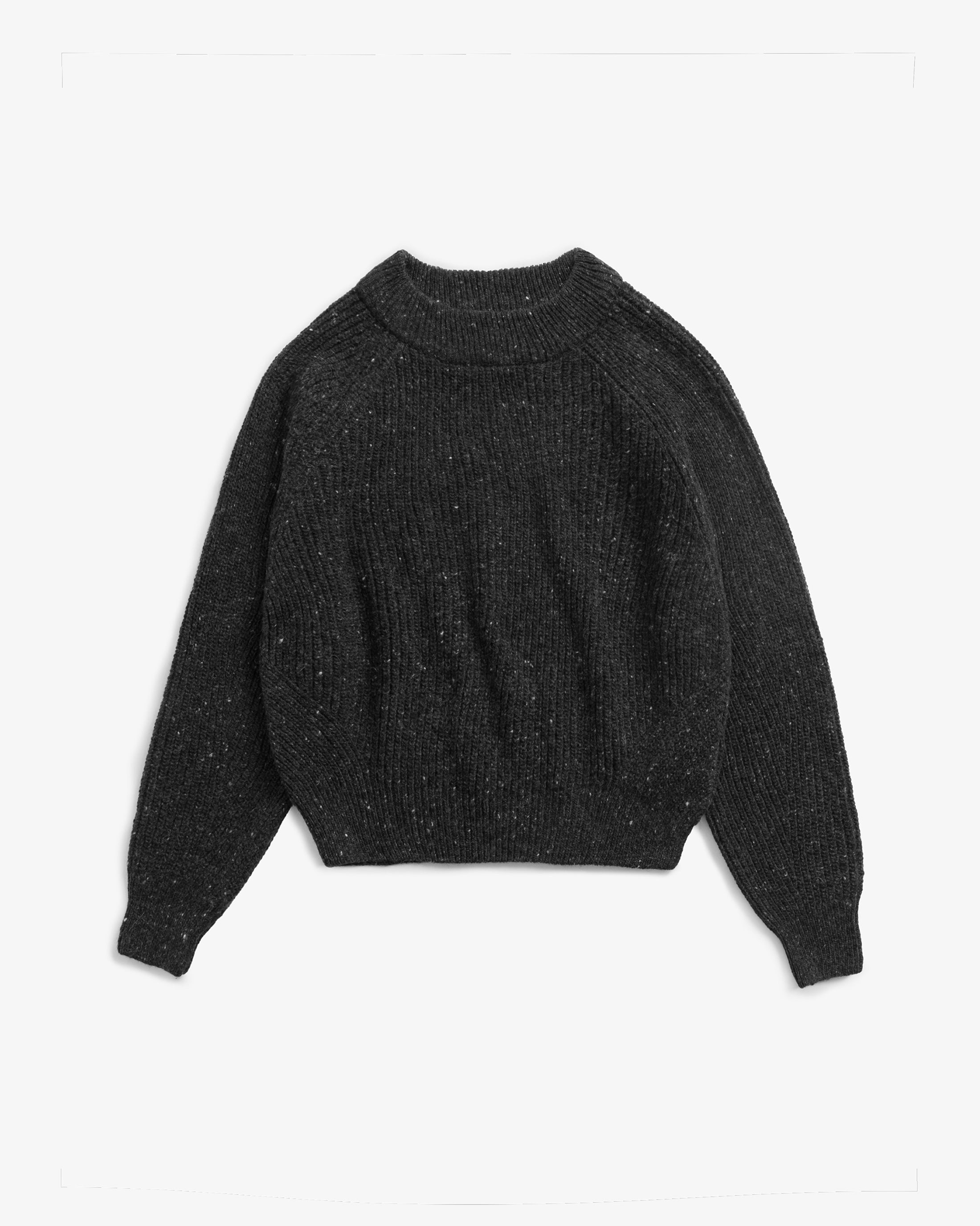 Cropped Knit Sweater - Speckled Black FW26