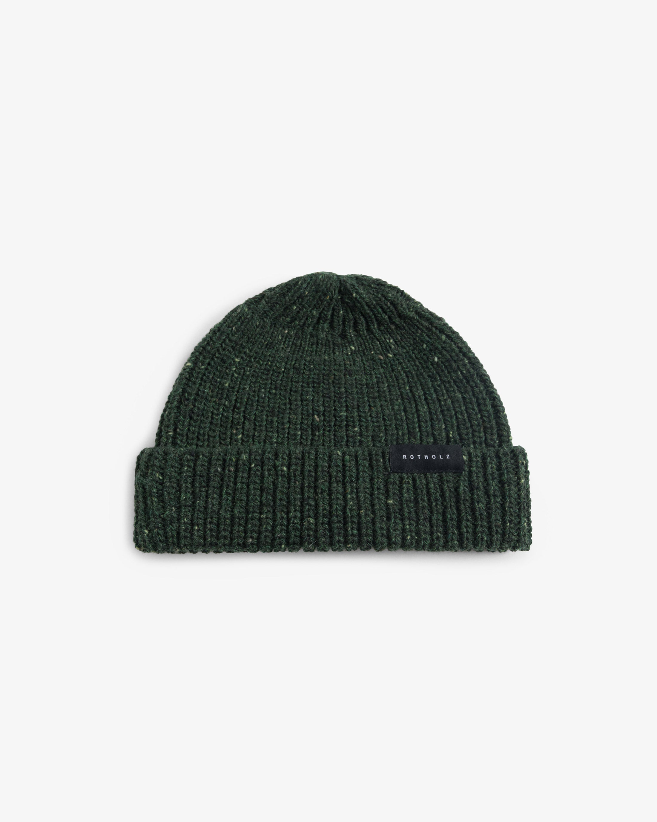 Cropped Ribbed Beanie Merino Wool - Speckled Green FW26