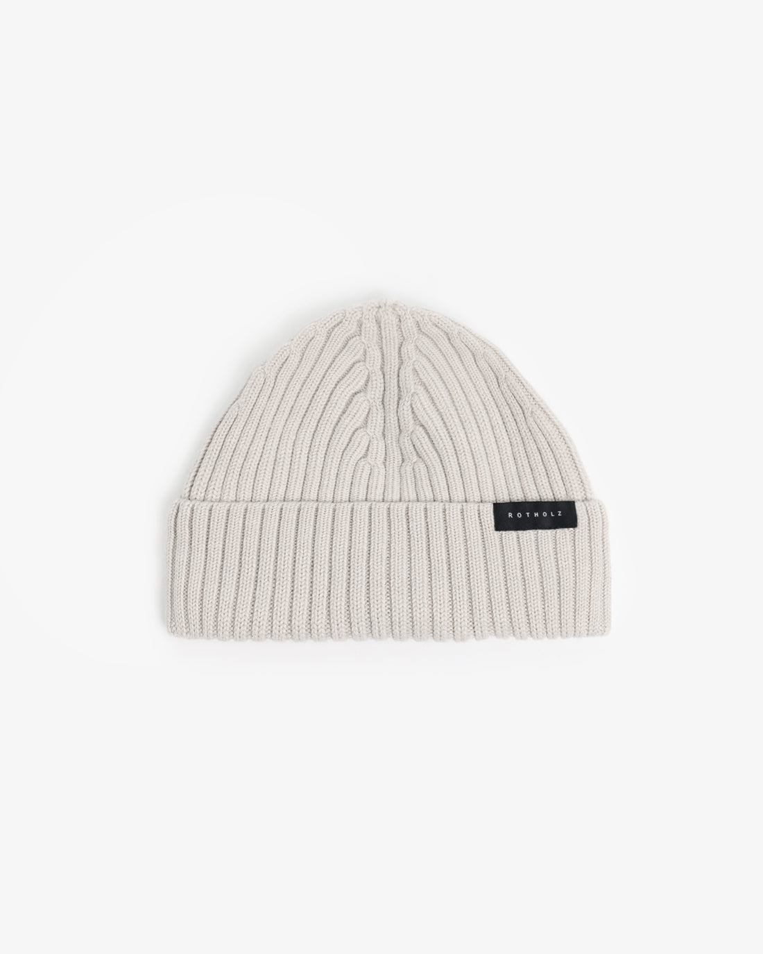 Short Merino Wool Ribbed Beanie - White