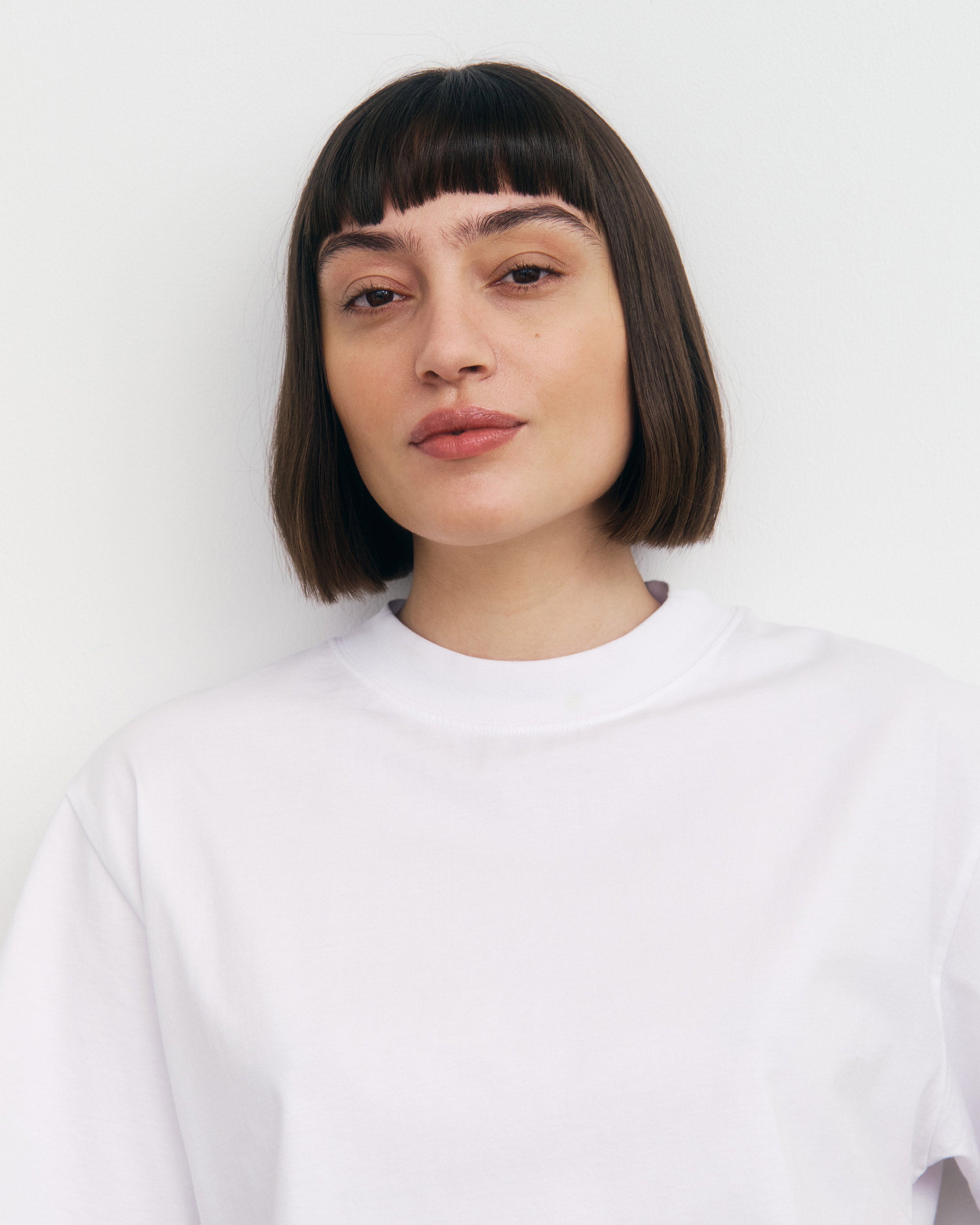 Kurzes T-Shirt Bio Baumwolle - Weiß