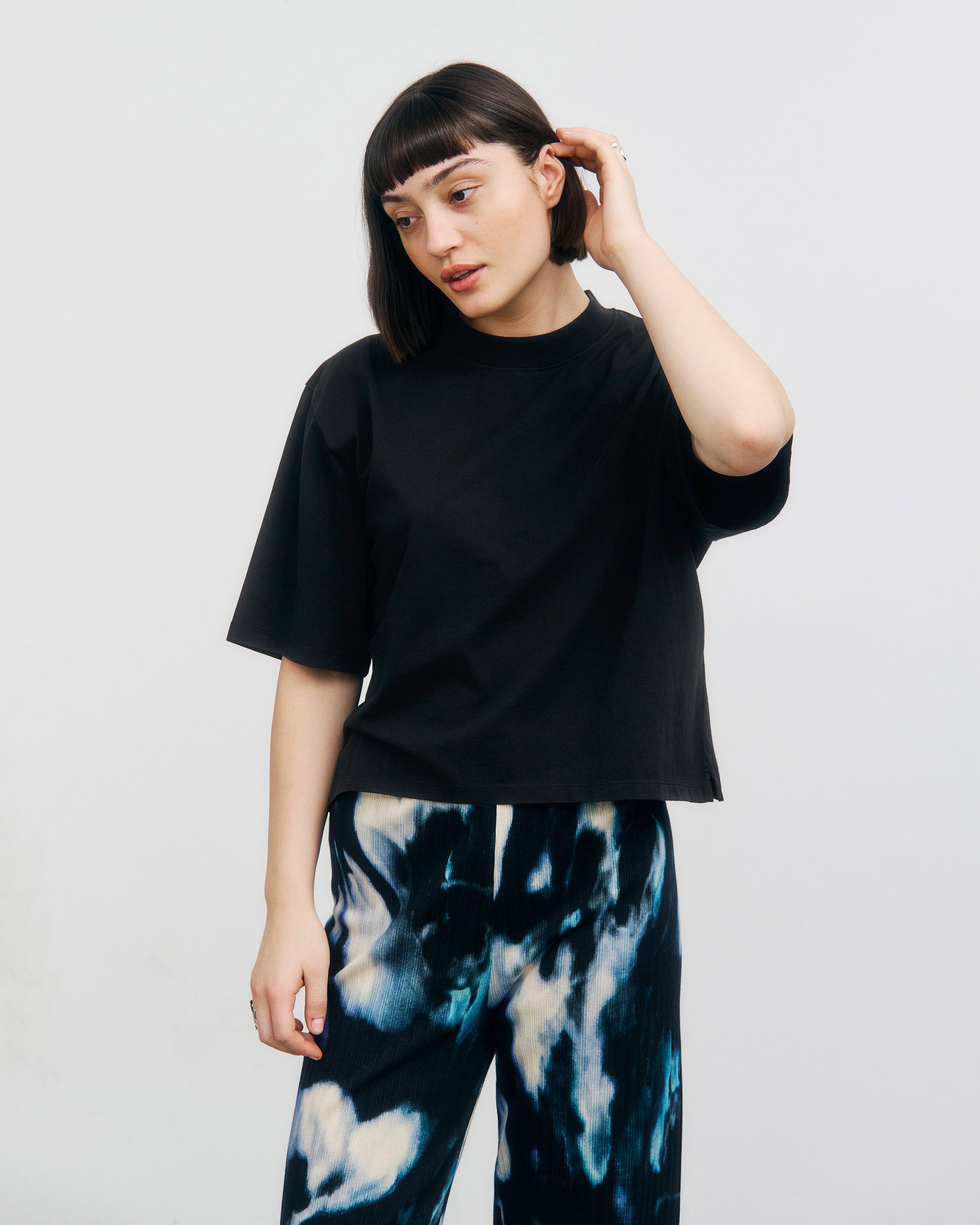 Kurzes T-Shirt Bio Baumwolle - Schwarz