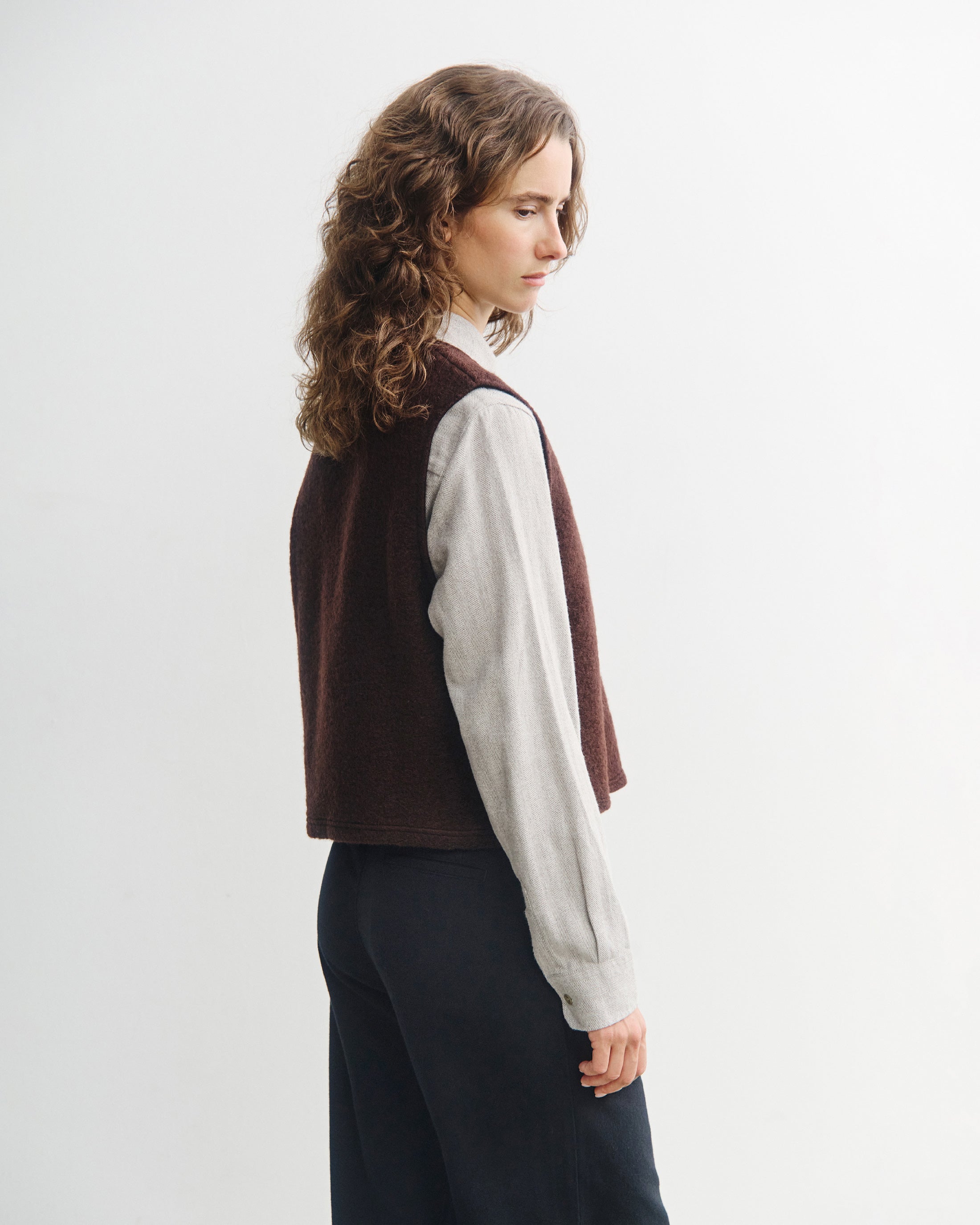 Cropped Vest Organic Wool - Brown