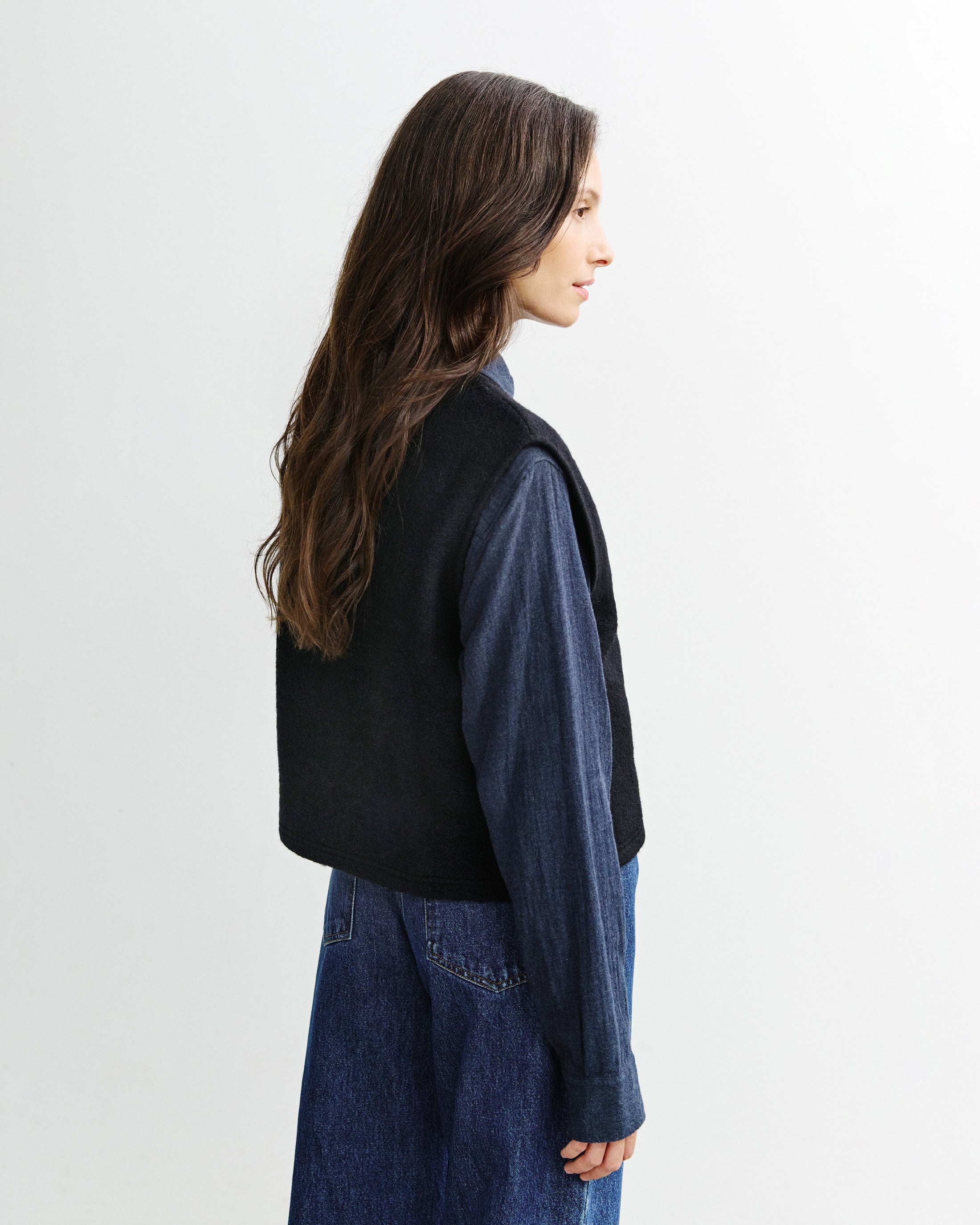 Short Vest Organic Wool - Black