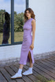 Geripptes Kleid Bio Baumwolle - Lavendel
