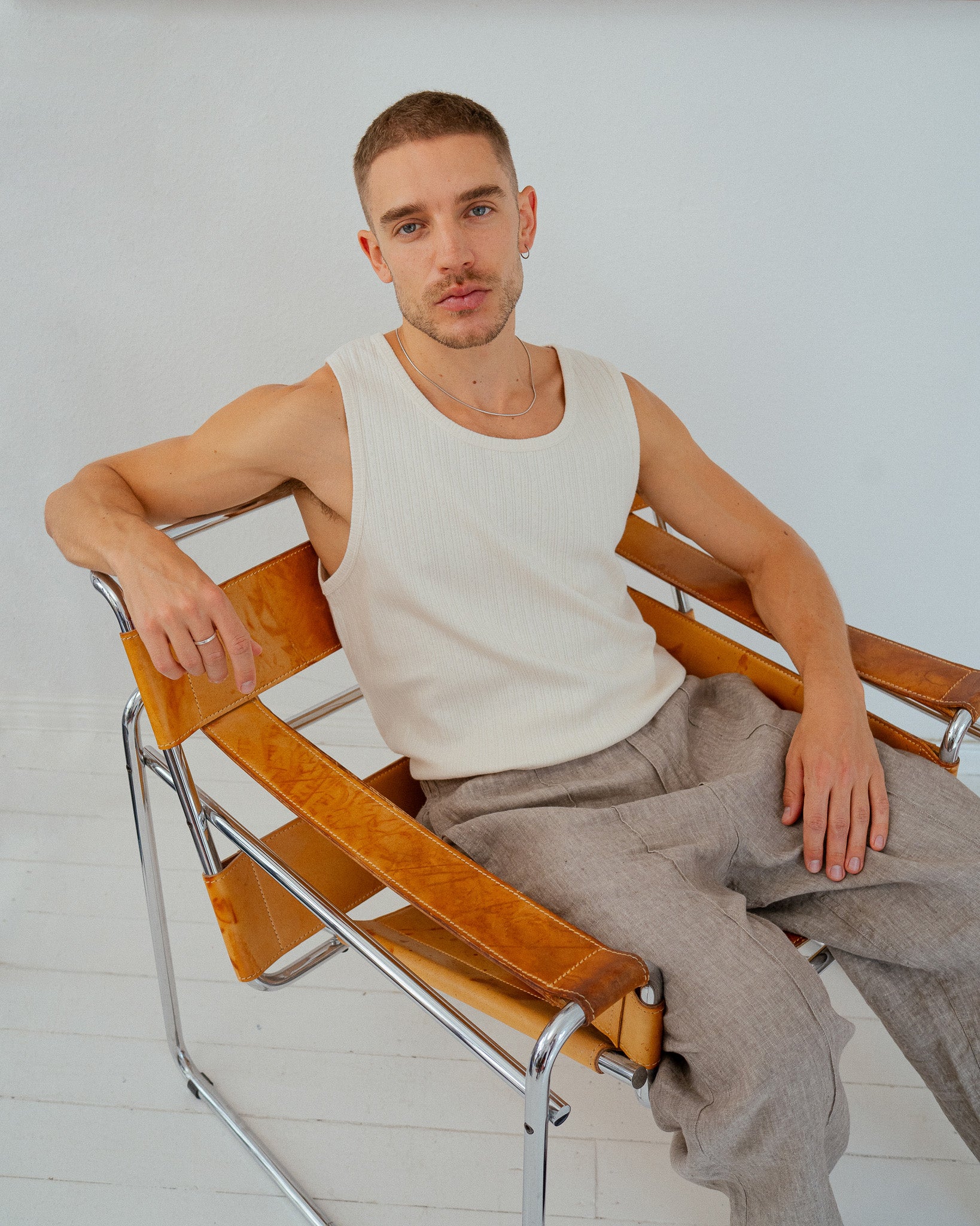 Organic Cotton Ribbed Tank Top - White
