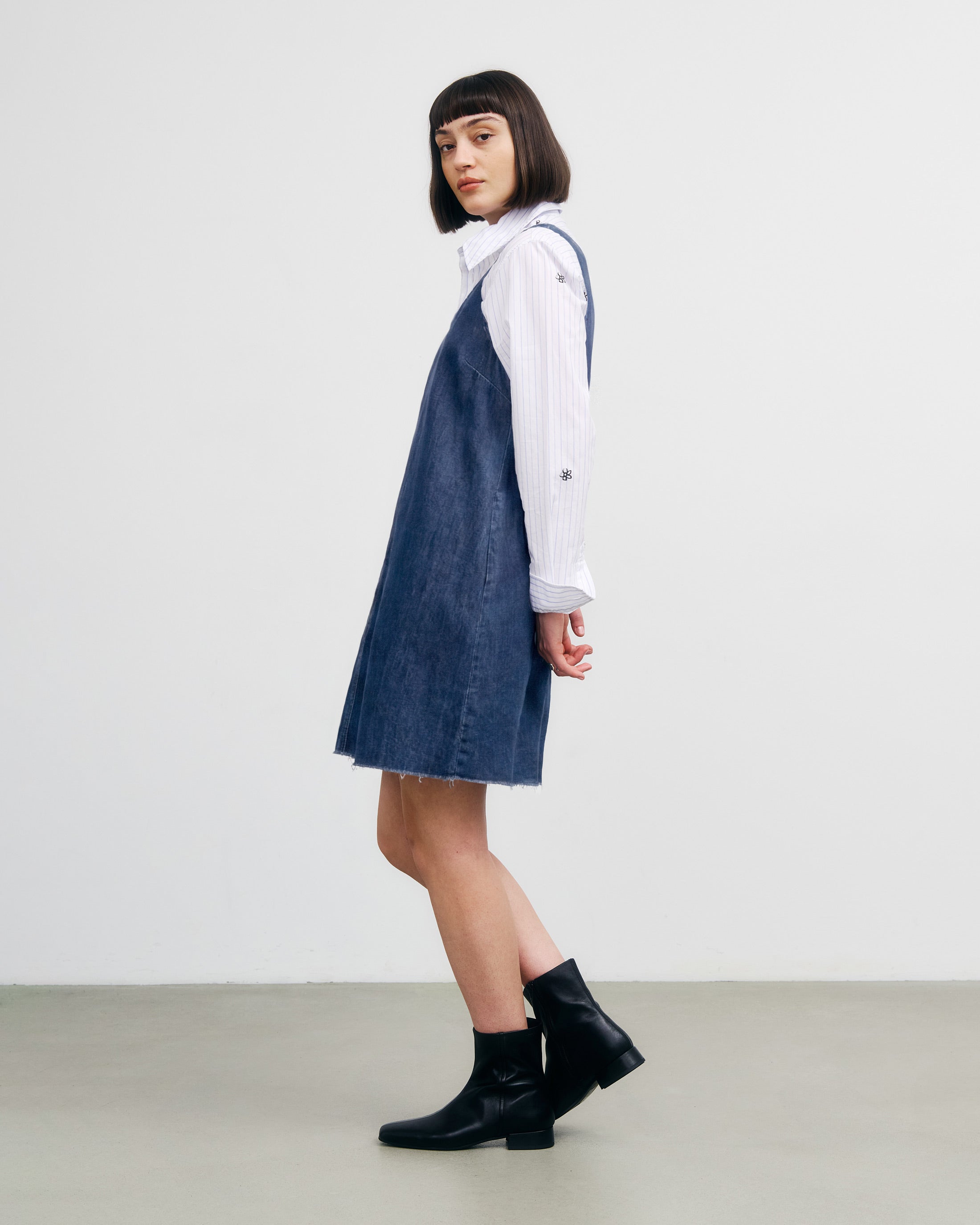 Recycled Denim Short Dress – Blue