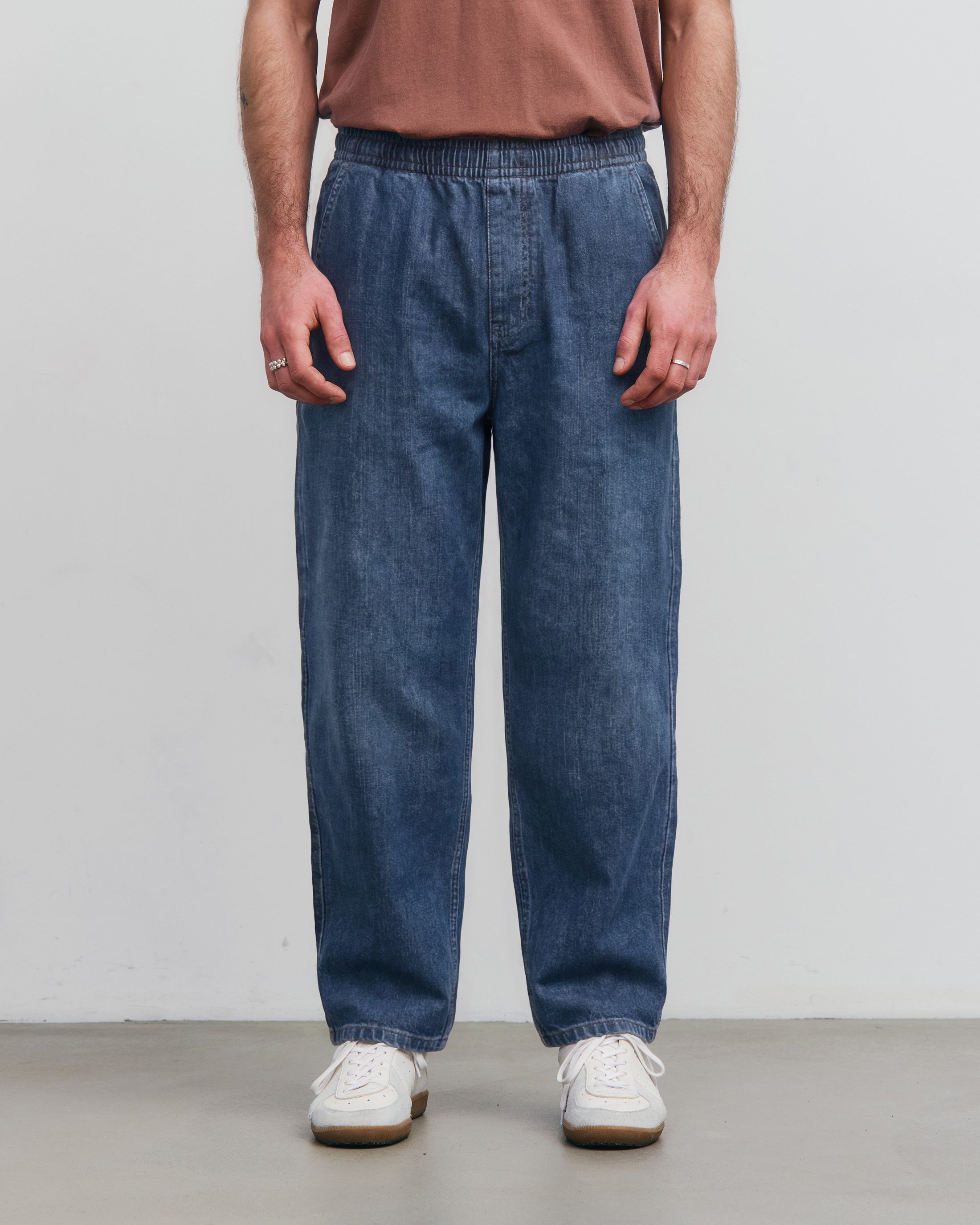 Wide Recycled Denim Trousers – Blue