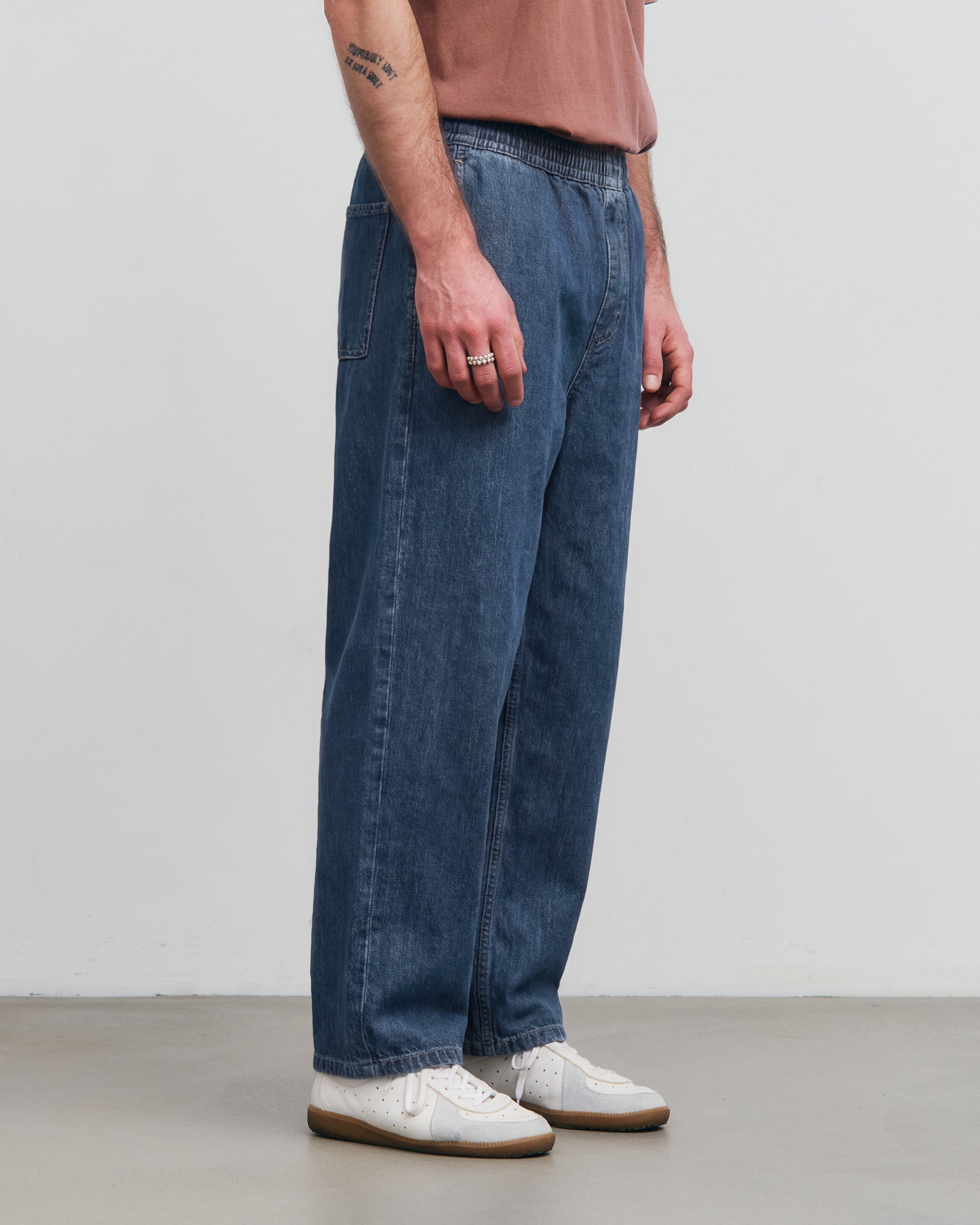 Wide Recycled Denim Trousers – Blue
