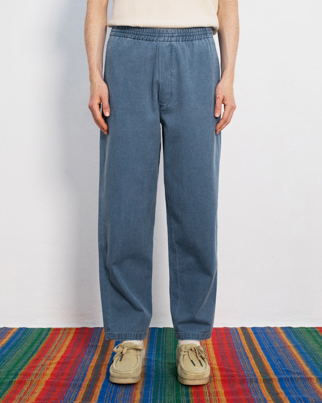 Wide-leg denim trousers made from recycled cotton - Blue