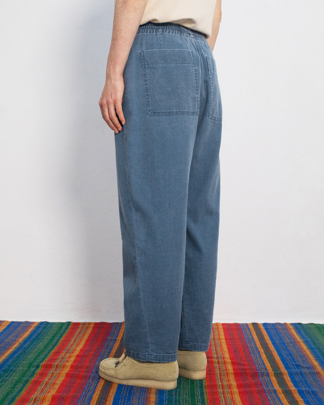 Wide-leg denim trousers made from recycled cotton - Blue