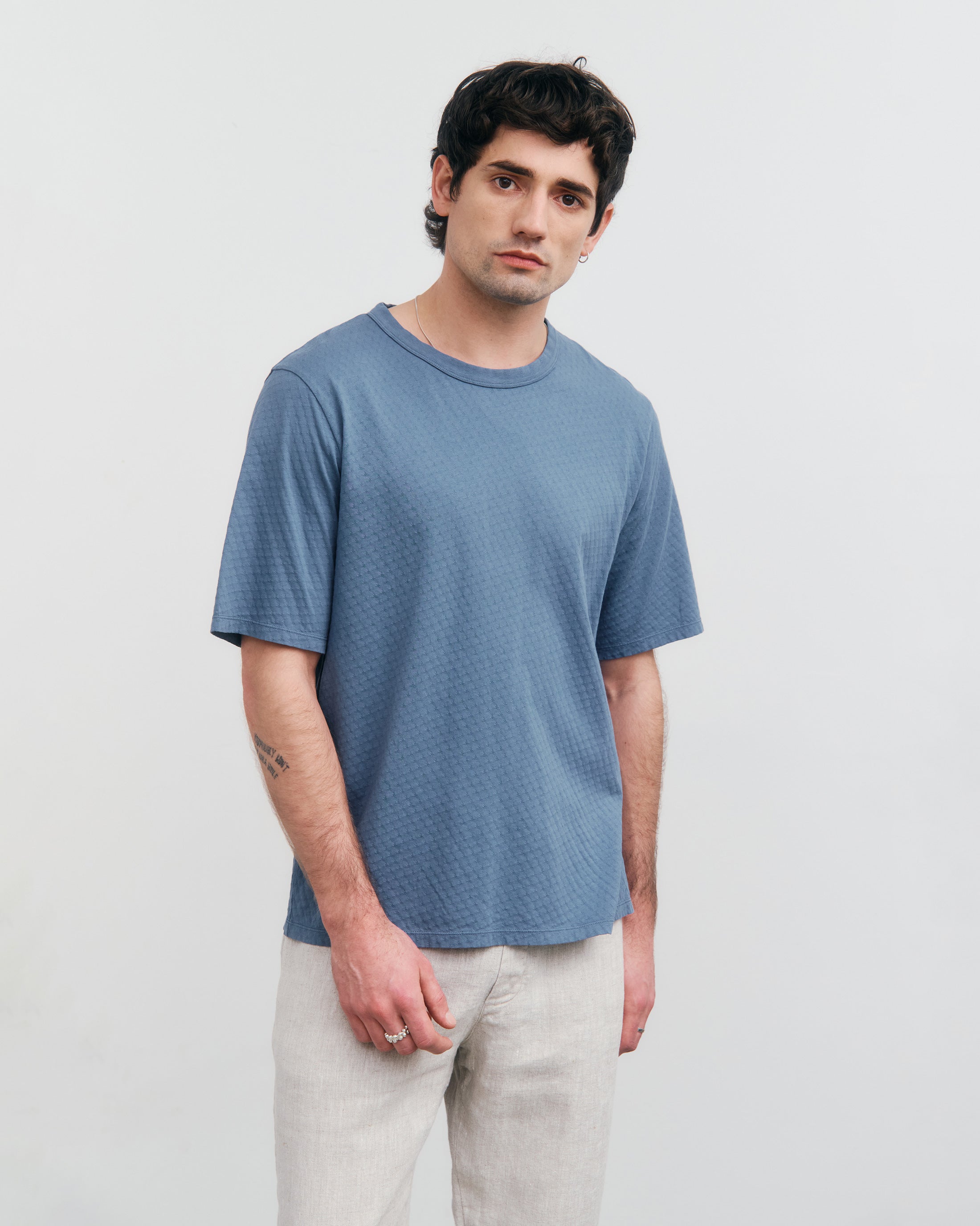 Structured Organic Cotton T-Shirt - Blue