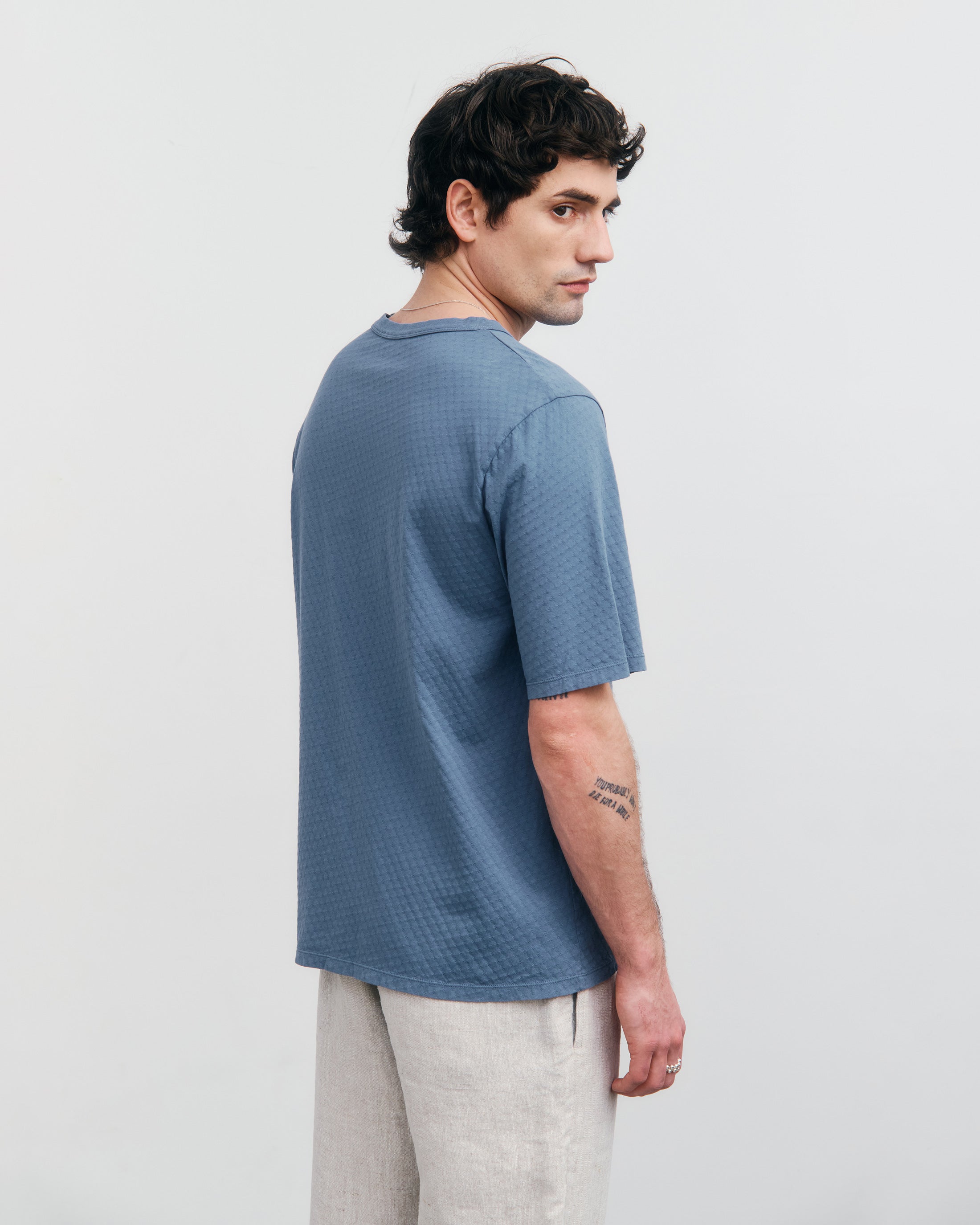 Structured Organic Cotton T-Shirt - Blue
