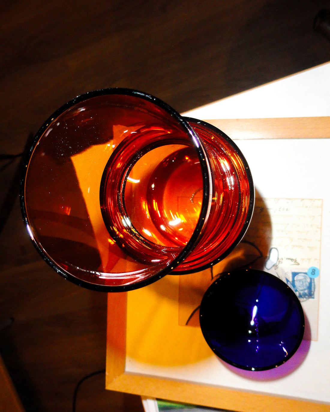 Two-tone glass carafe set – blue/brown