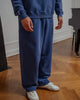 Weite Sweatpant mit Bundfalte Bio Baumwolle - Blau
