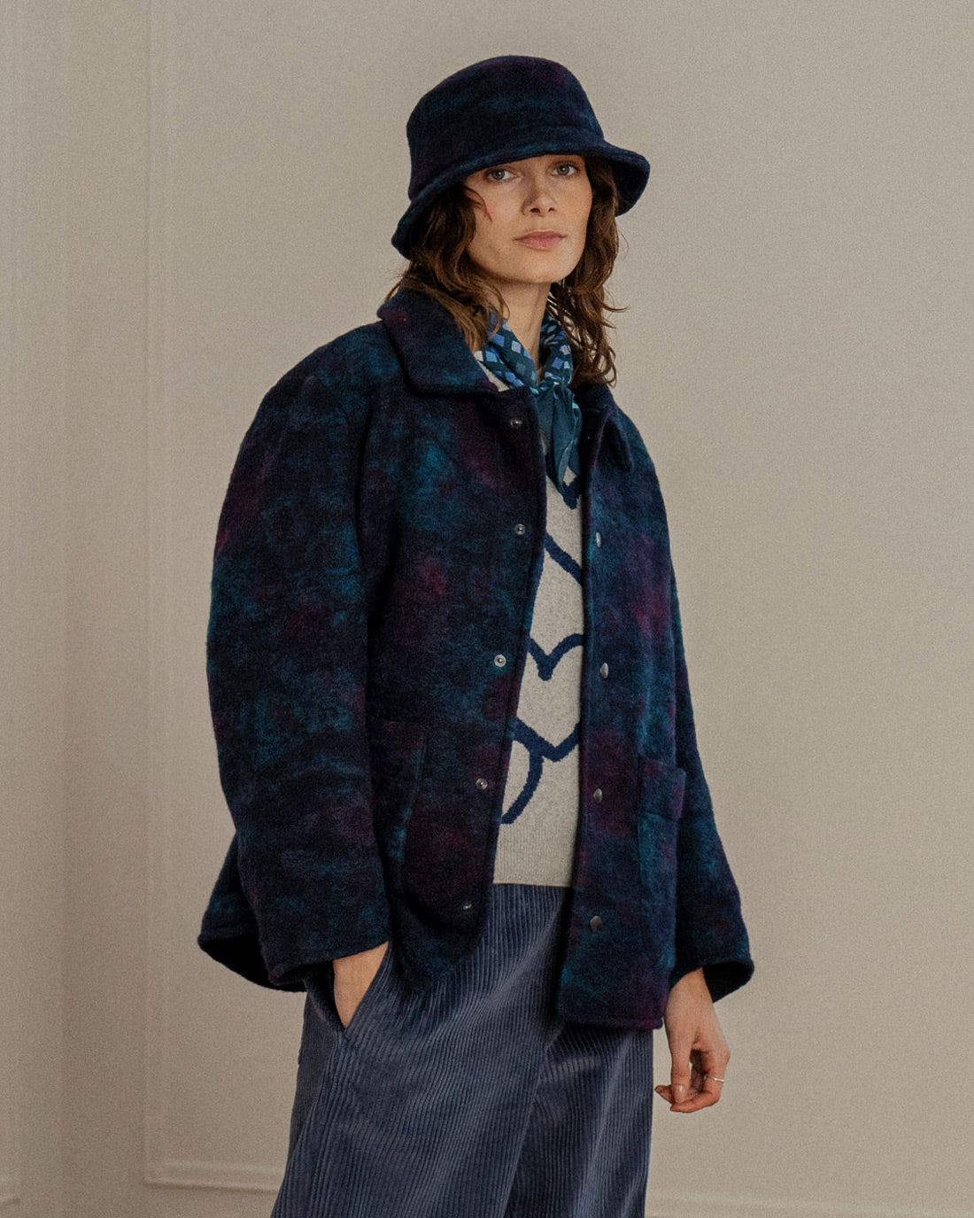 Workwear Jacket Organic Wool Blend - Blue Melange