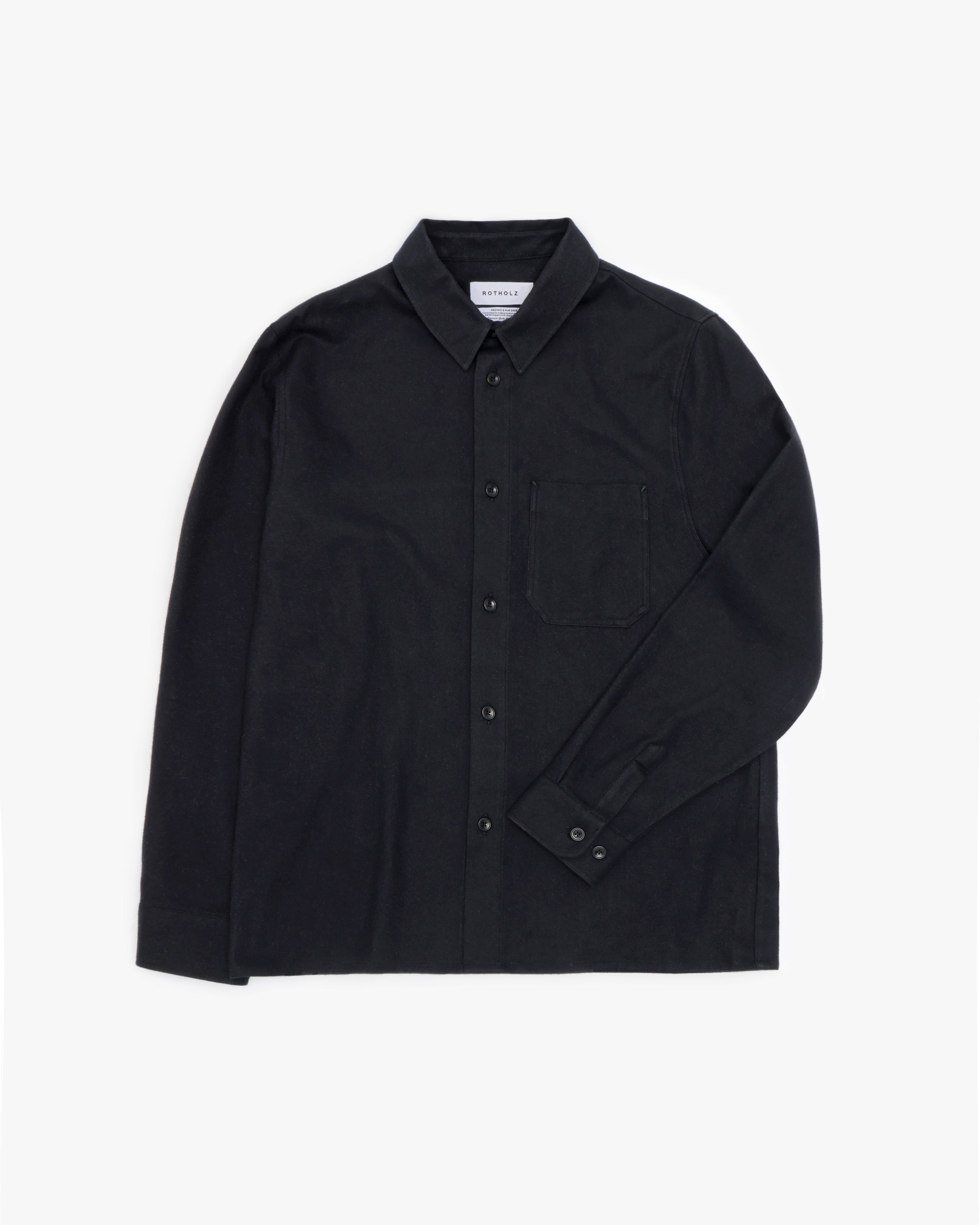 Flannel shirt, organic cotton - Black