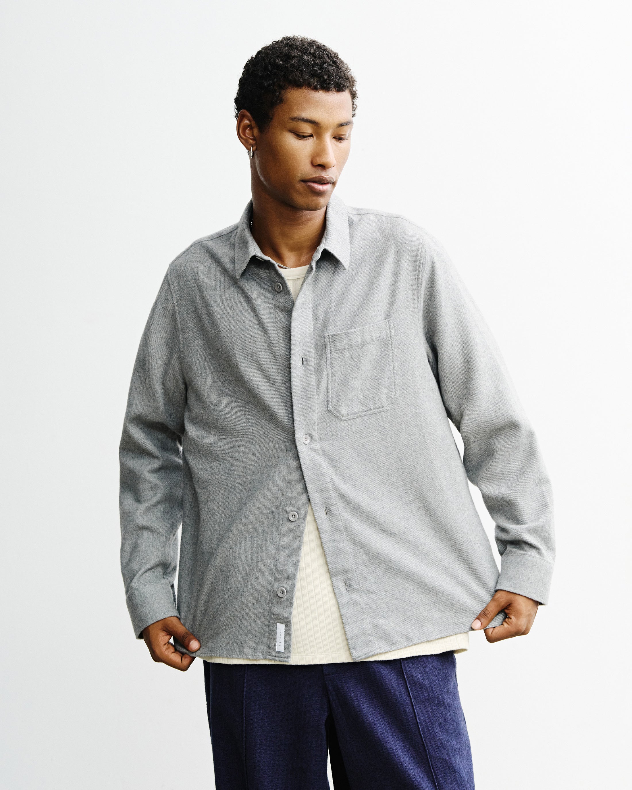 Flannel Shirt Organic Cotton - Grey
