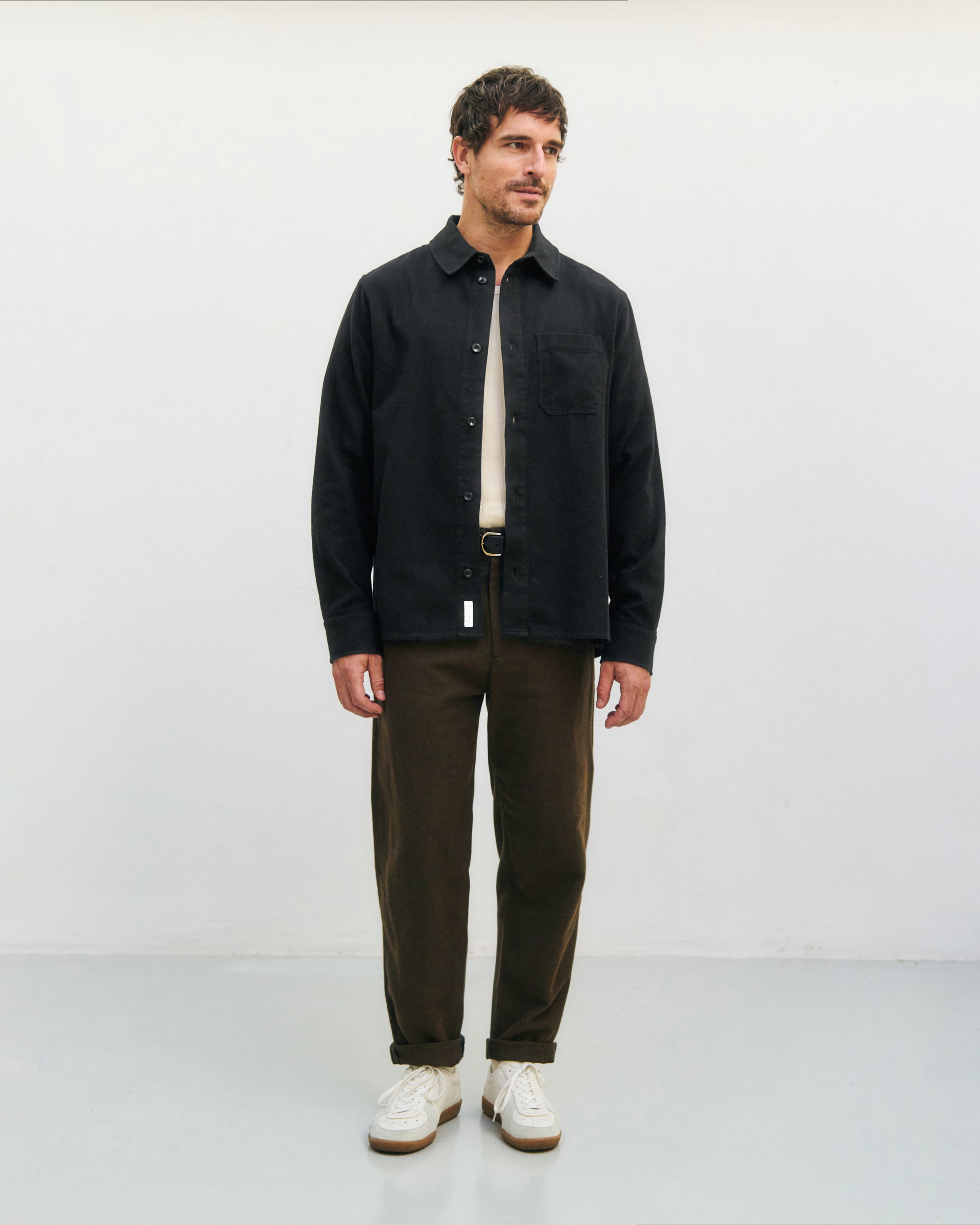 Flannel shirt, organic cotton - Black