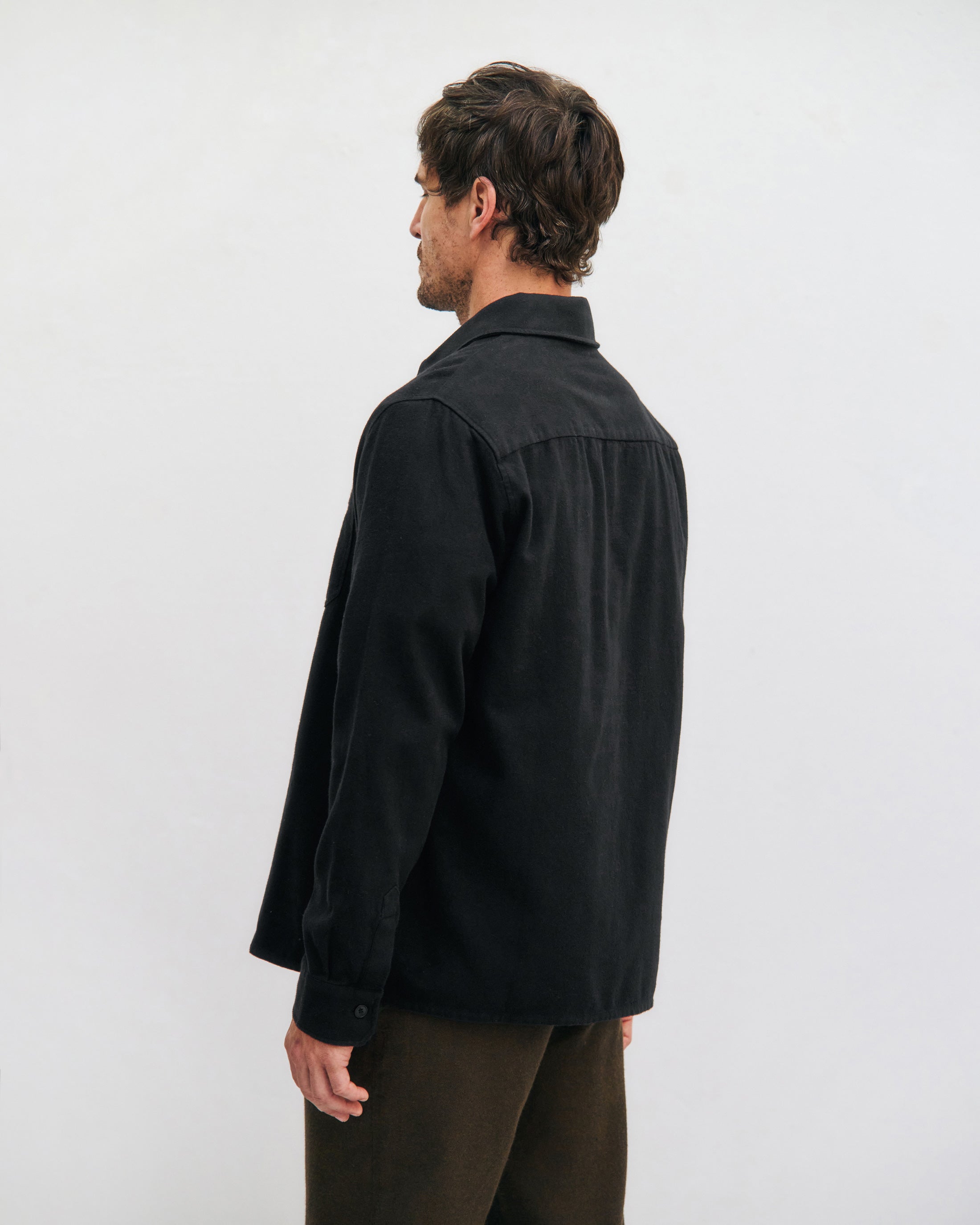 Flannel shirt, organic cotton - Black